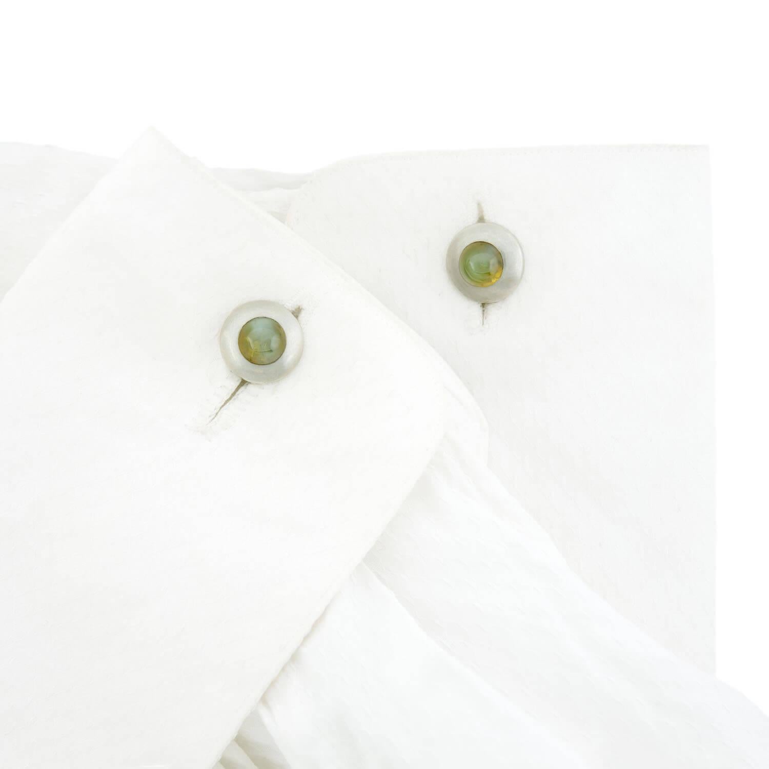Ensemble de boutons de manchette 5 pièces en chrysobéryl 14k et platine de l'époque édouardienne en vente 2