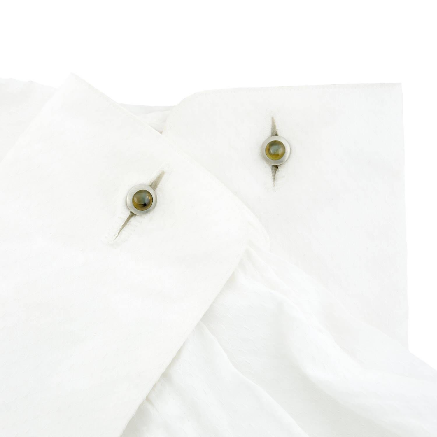 Ensemble de boutons de manchette 5 pièces en chrysobéryl 14k et platine de l'époque édouardienne en vente 3