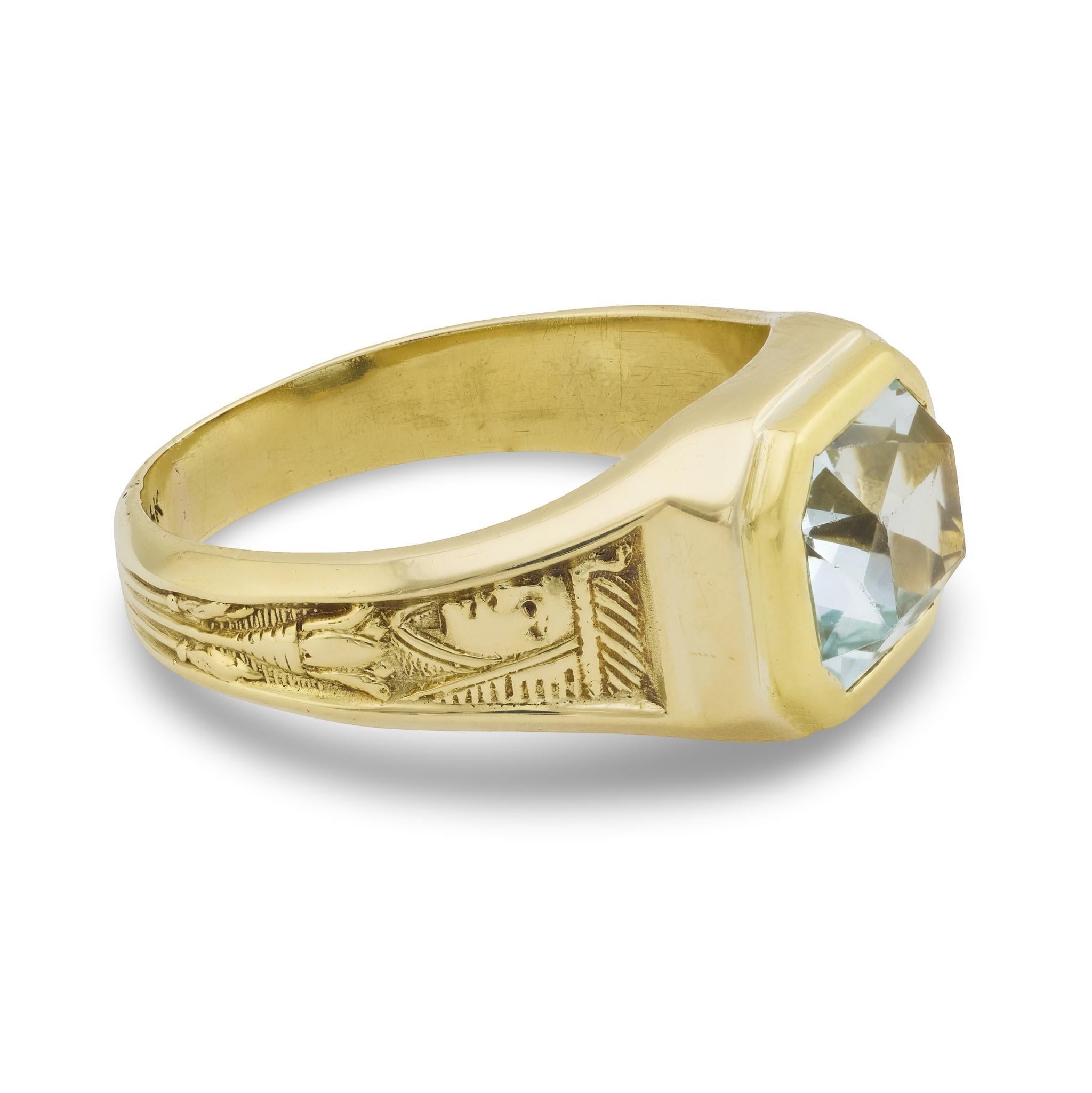 Anillo de Cóctel Edwardian 14k Aqua Eduardiano en venta