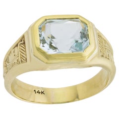 Anillo de Cóctel Edwardian 14k Aqua