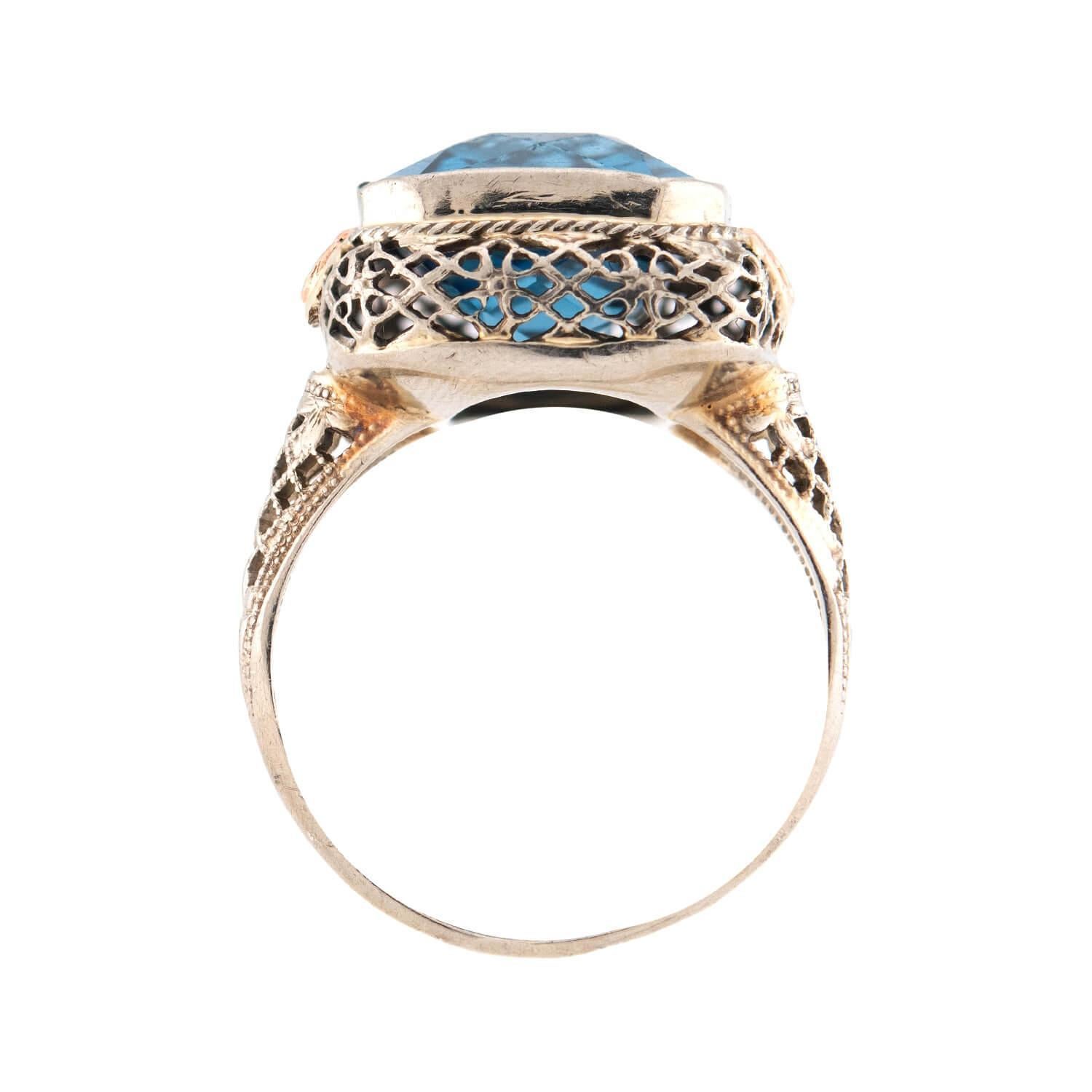 Anillo Eduardiano 14k Topacio Azul en Bueno estado para la venta en Narberth, PA