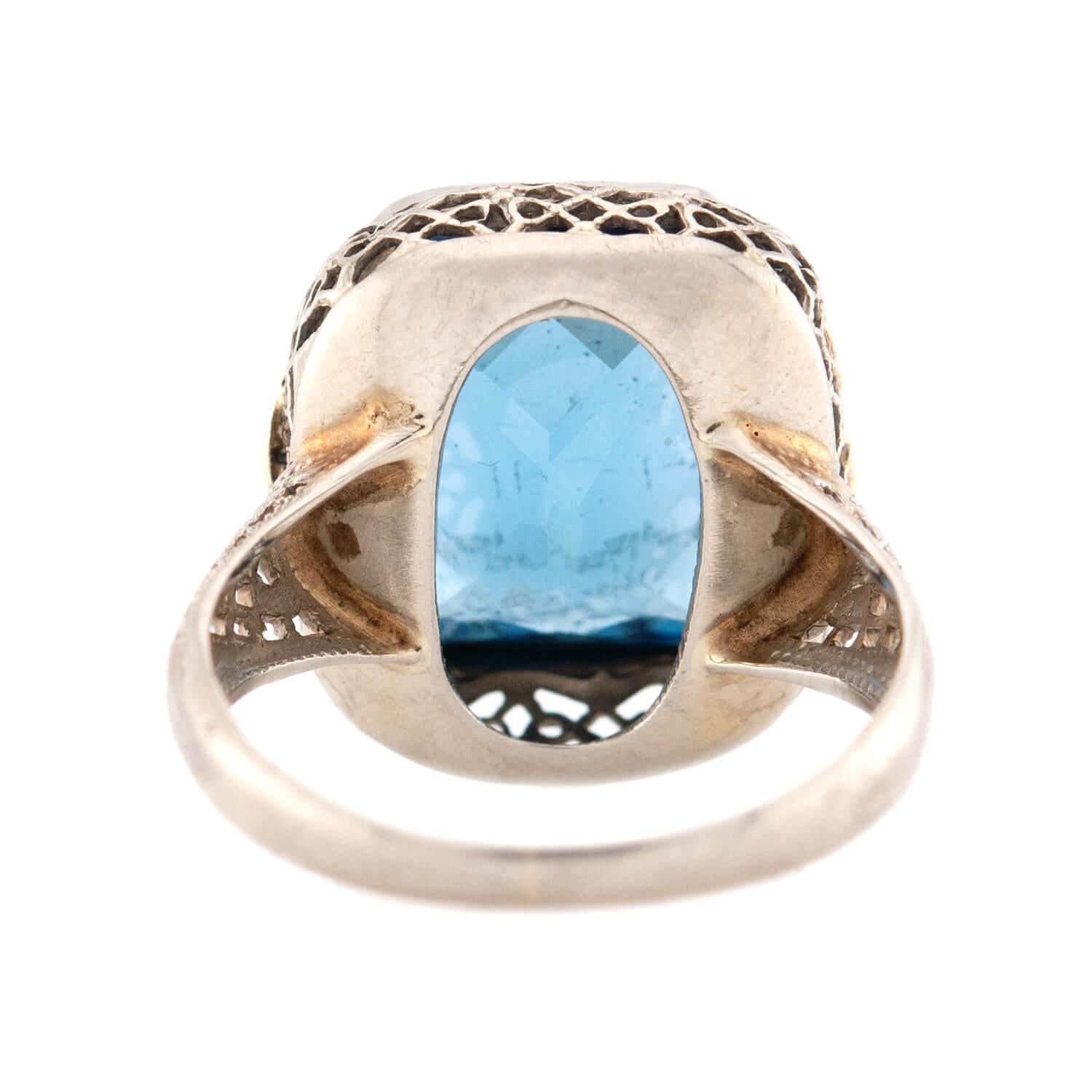 De las mujeres Anillo Eduardiano 14k Topacio Azul en venta