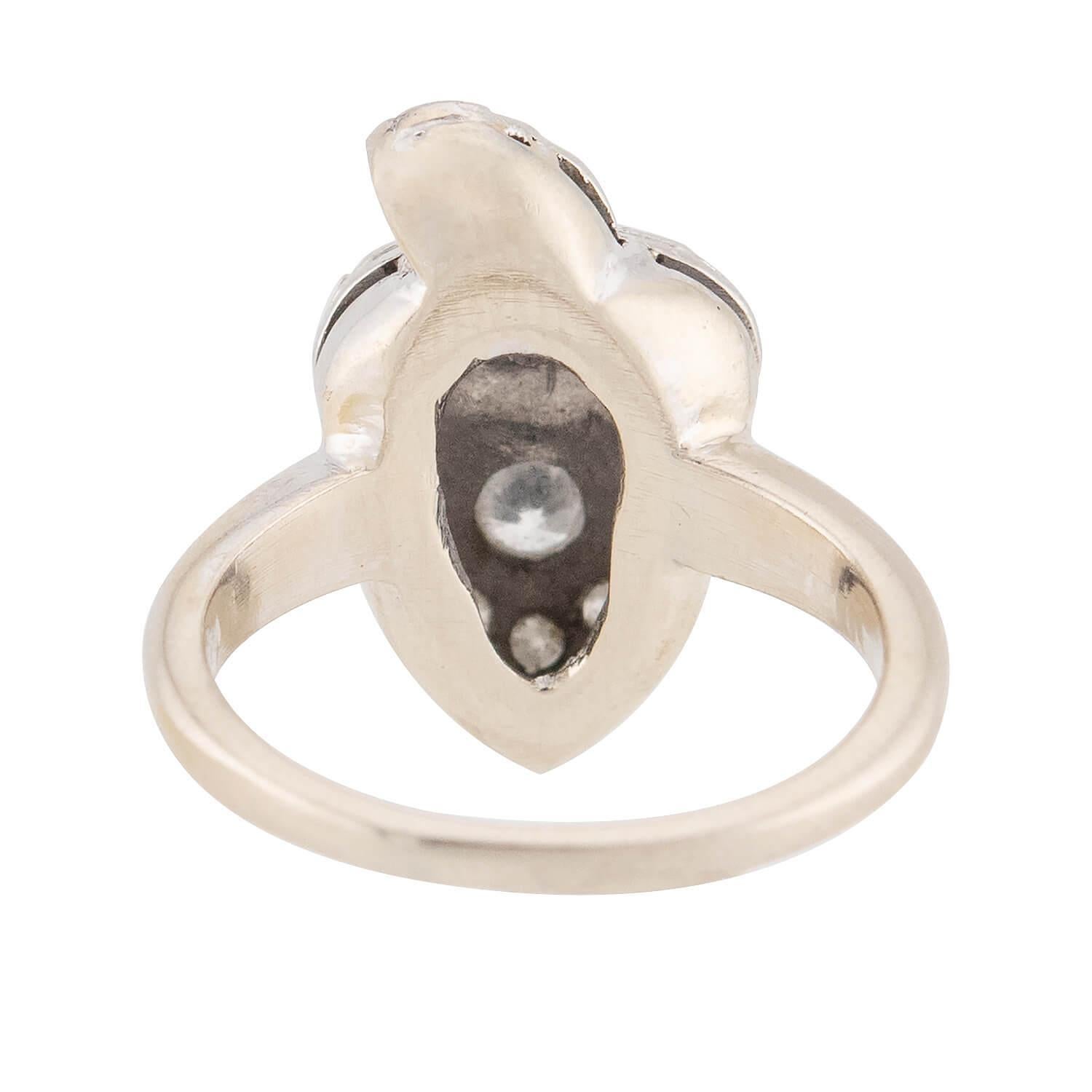 Women's Edwardian 14k Diamond Acorn Motif Ring For Sale