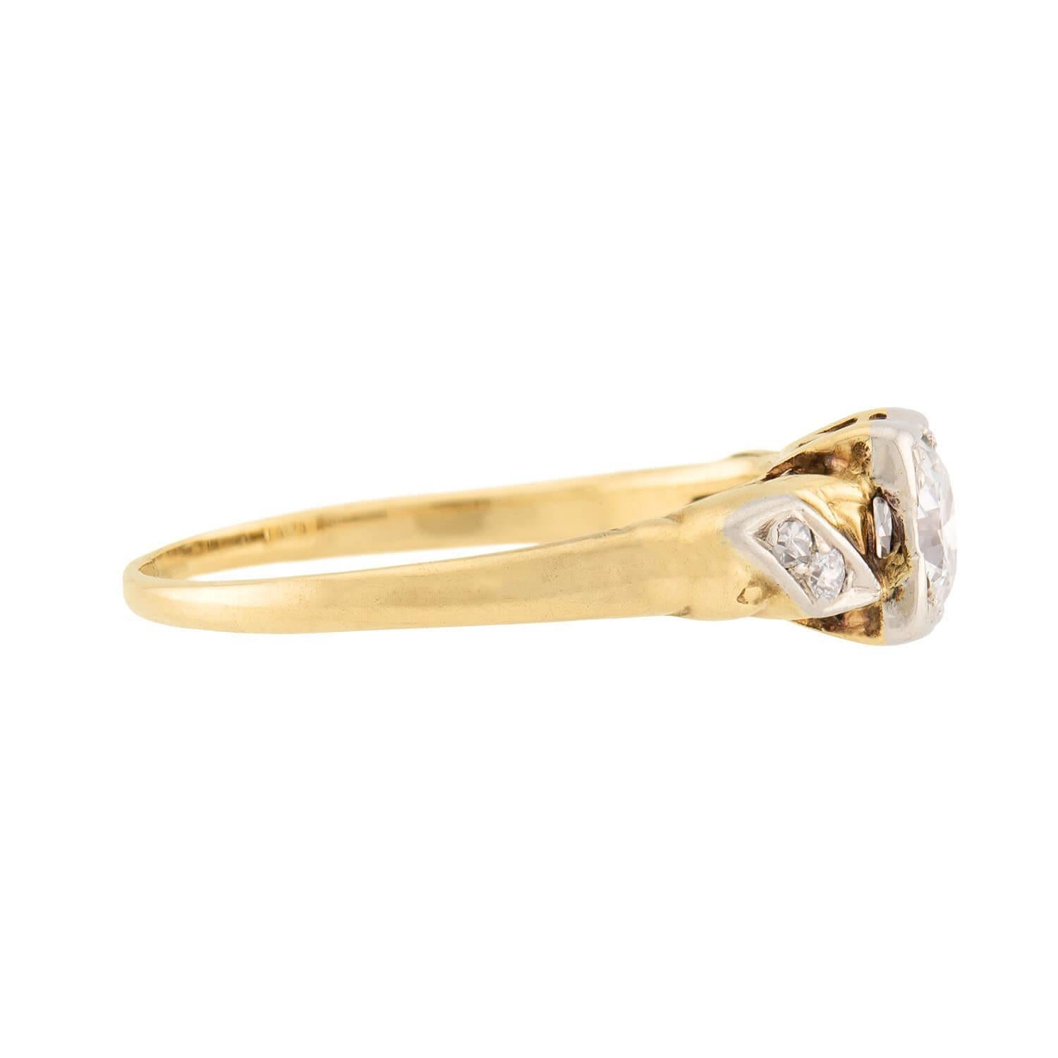 Edoardiano Anello di fidanzamento edoardiano con diamante 14k da 0,40 carati in vendita