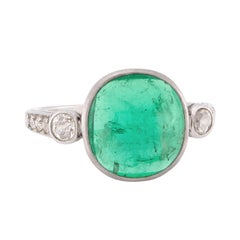 Edwardian 14k Emerald and Diamond Ring