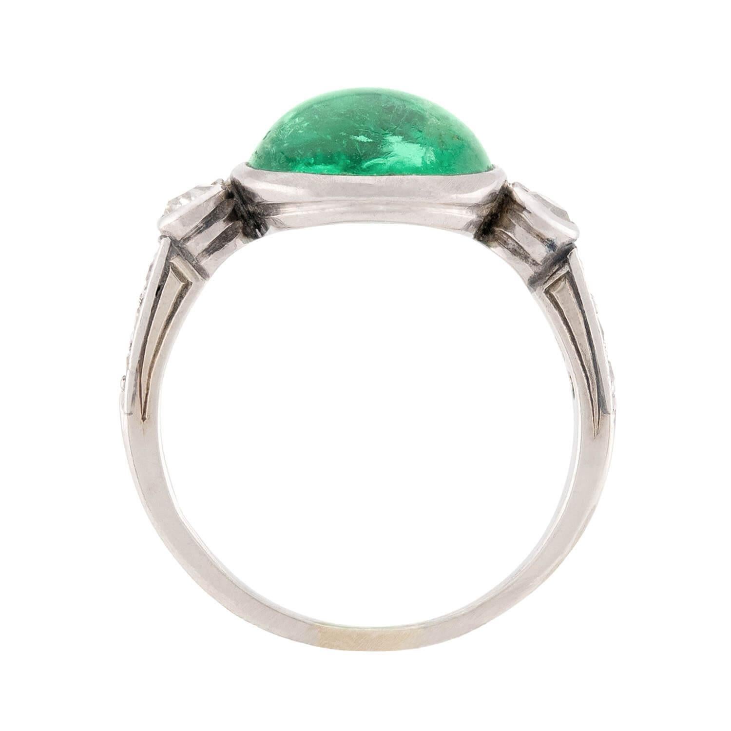Edwardian 14k Smaragd und Diamant Ring im Zustand „Gut“ im Angebot in Narberth, PA
