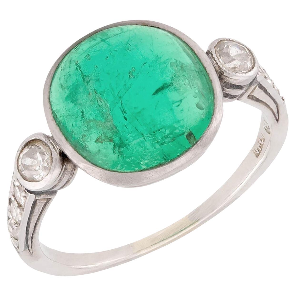 Edwardian 14k Emerald and Diamond Ring