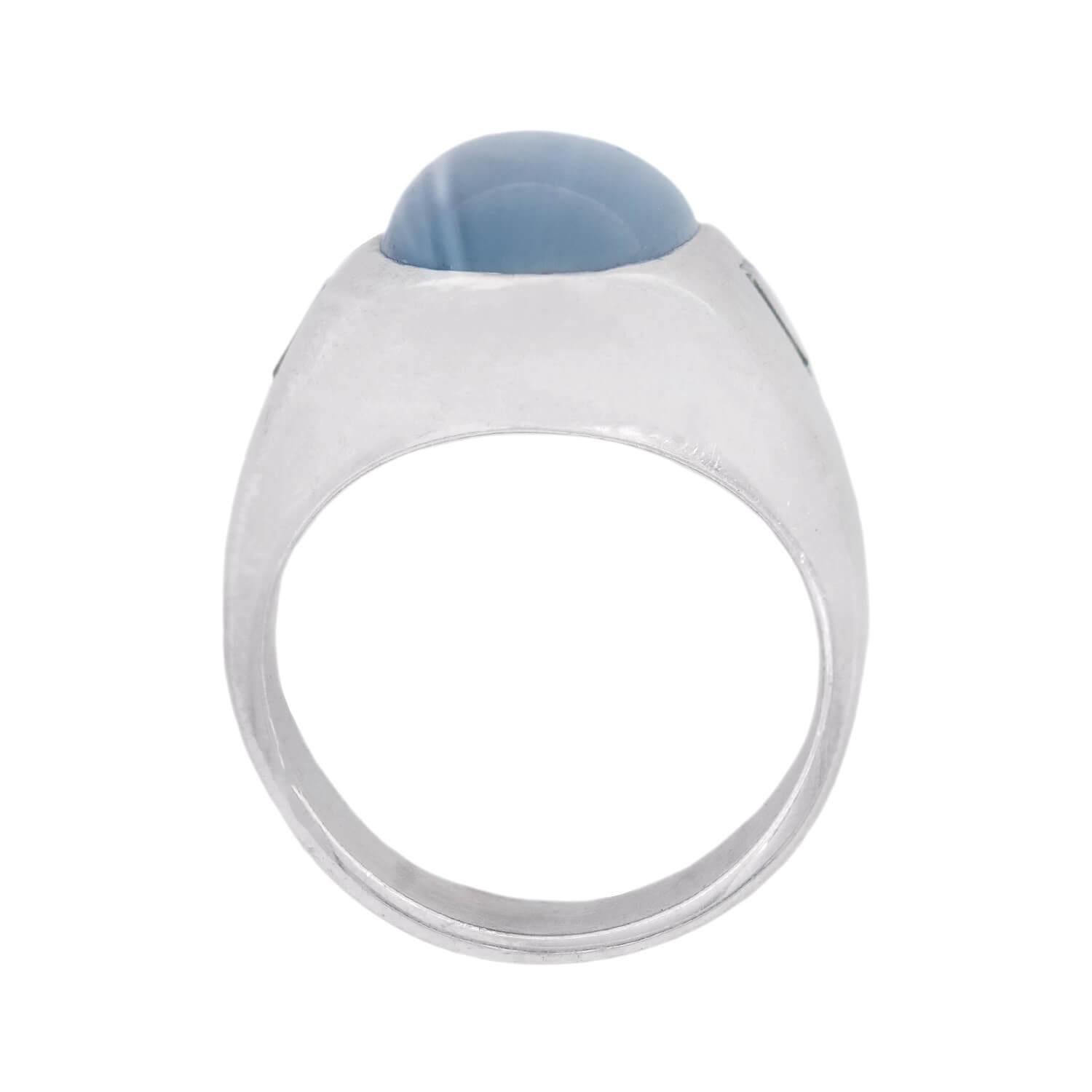 Cabochon Anello Edwardiano 14k GIA Ceylon Senza Calore con Zaffiro e Diamante 17,00ct in vendita