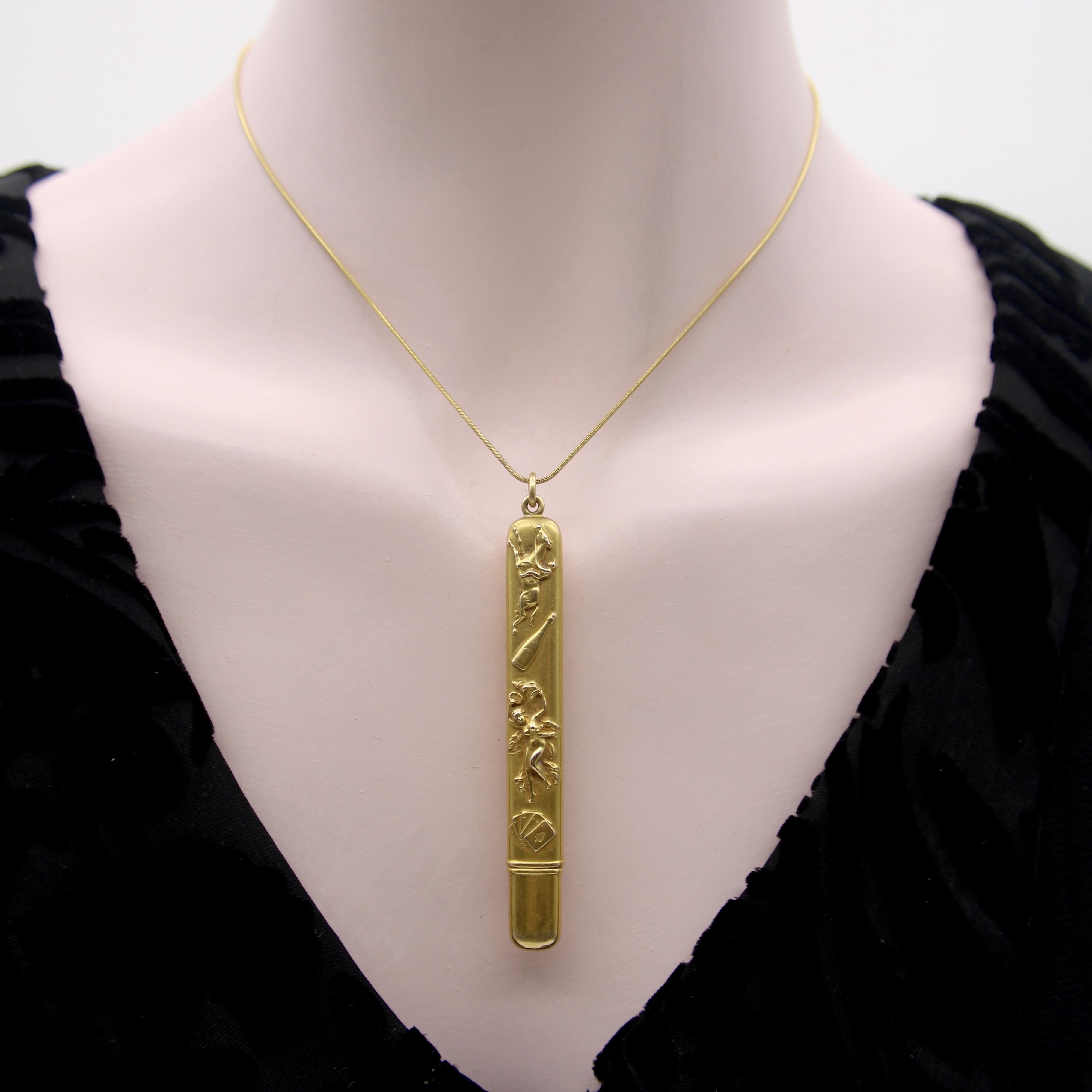 Edwardianisches 14K Gold Vier Vices Bleistiftetui / Anhänger im Angebot 5