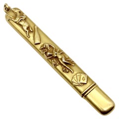 Étui à crayons / pendentif en or 14 carats de l'époque édouardienne à quatre étaux