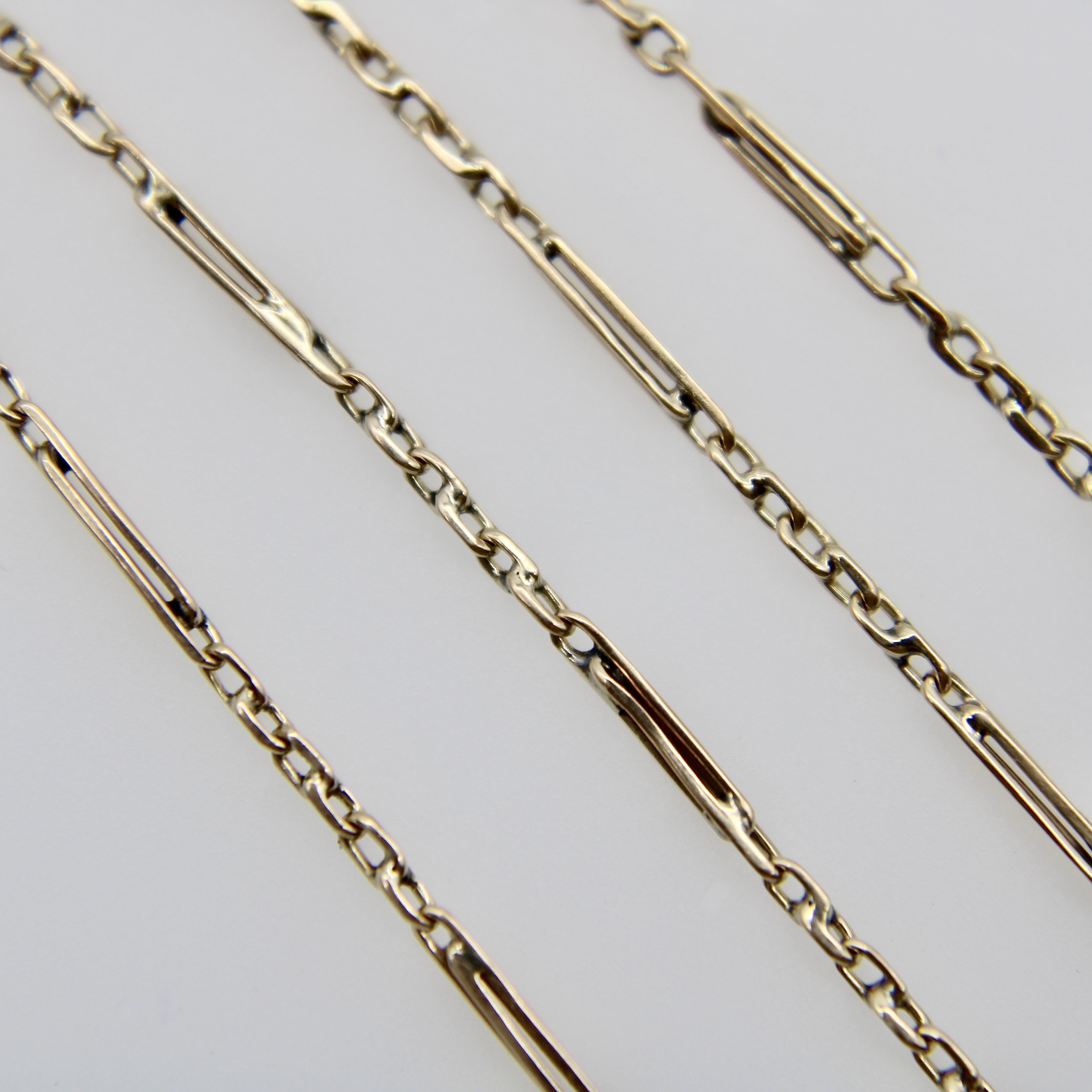 Edwardian 14K Gold Handmade Delicate Alternating Link Charm im Zustand „Gut“ im Angebot in Venice, CA