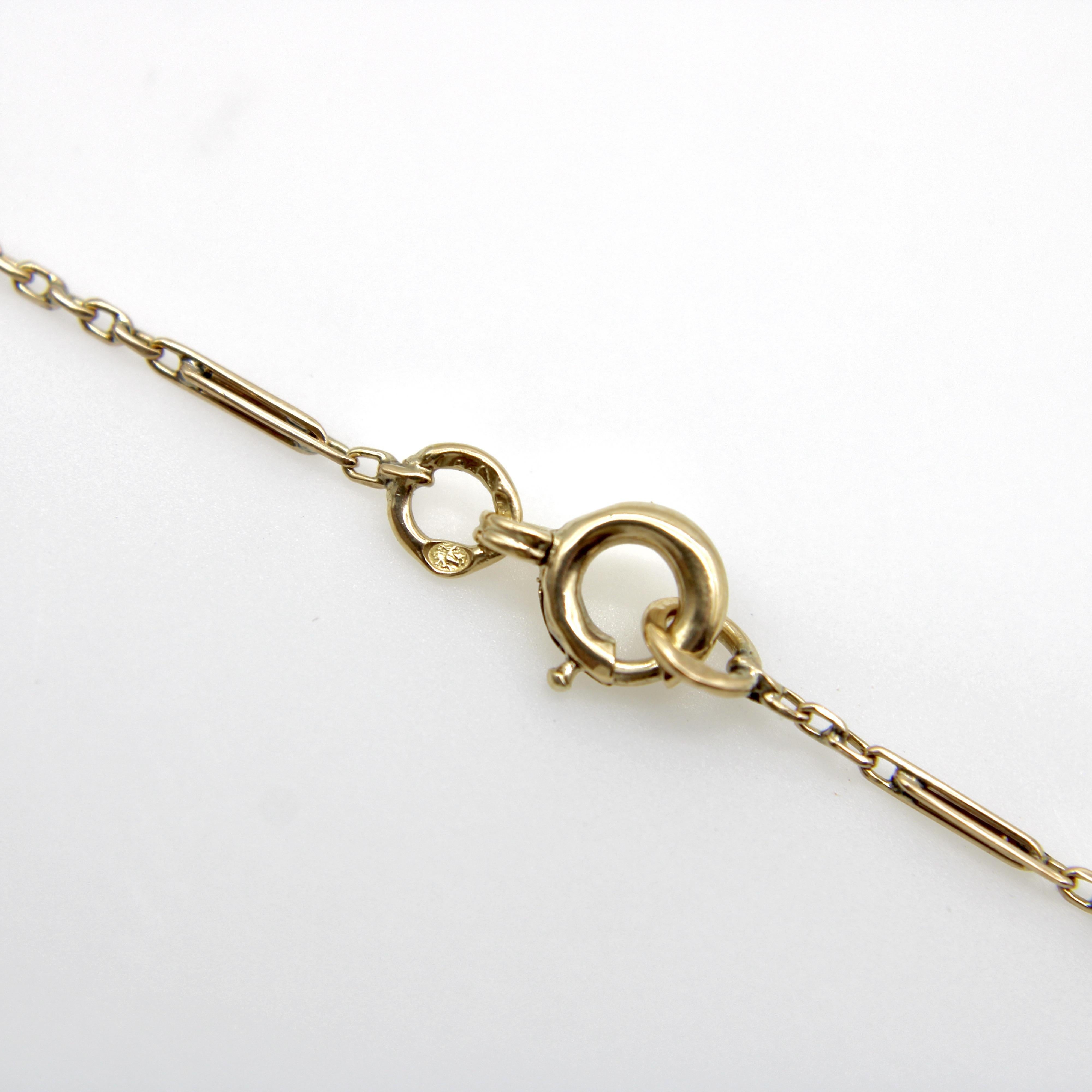 Edwardian 14K Gold Handmade Delicate Alternating Link Charm für Damen oder Herren im Angebot
