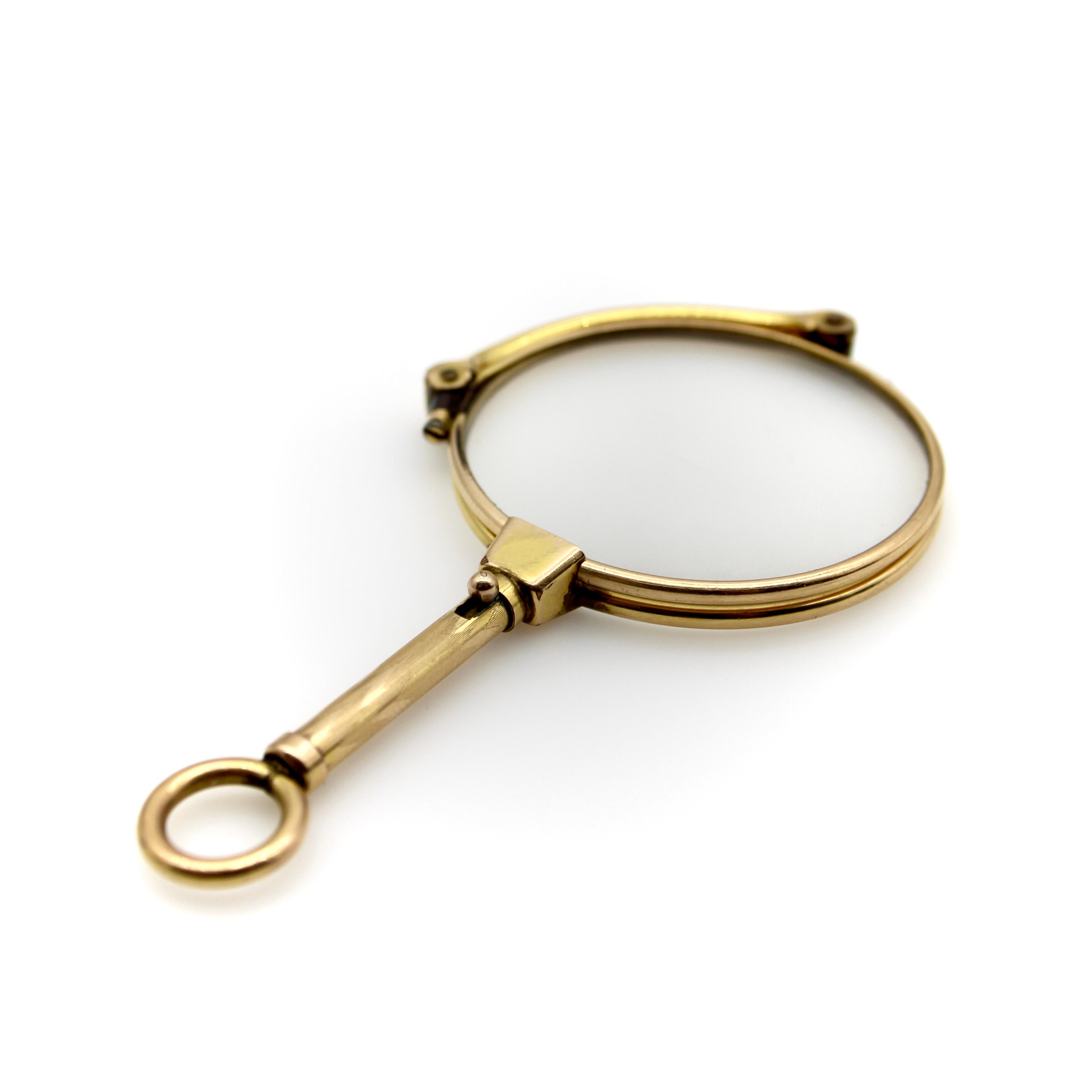 Edwardian 14k Gold Mechanical Lorgnette In Good Condition For Sale In Venice, CA