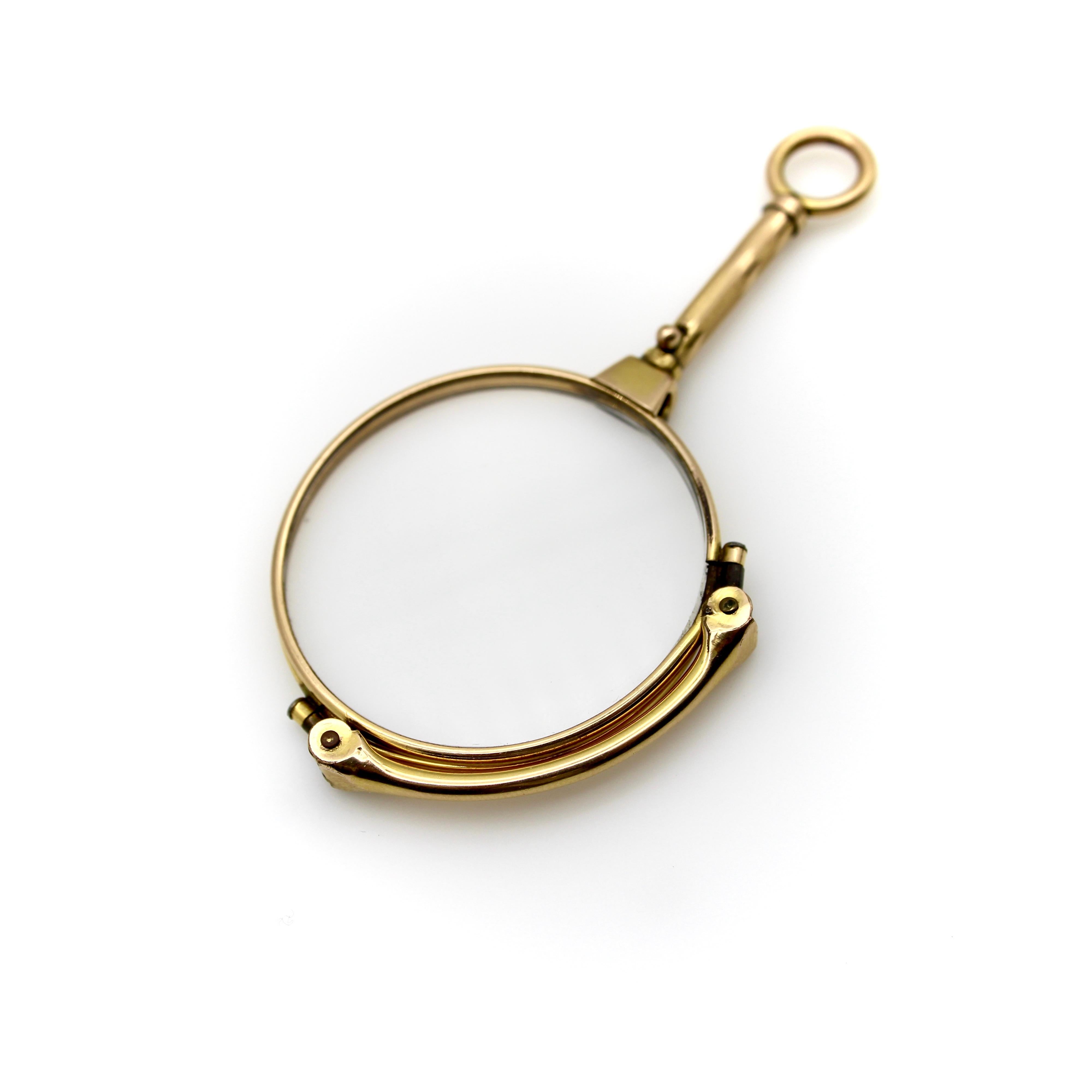 Women's or Men's Edwardian 14k Gold Mechanical Lorgnette For Sale