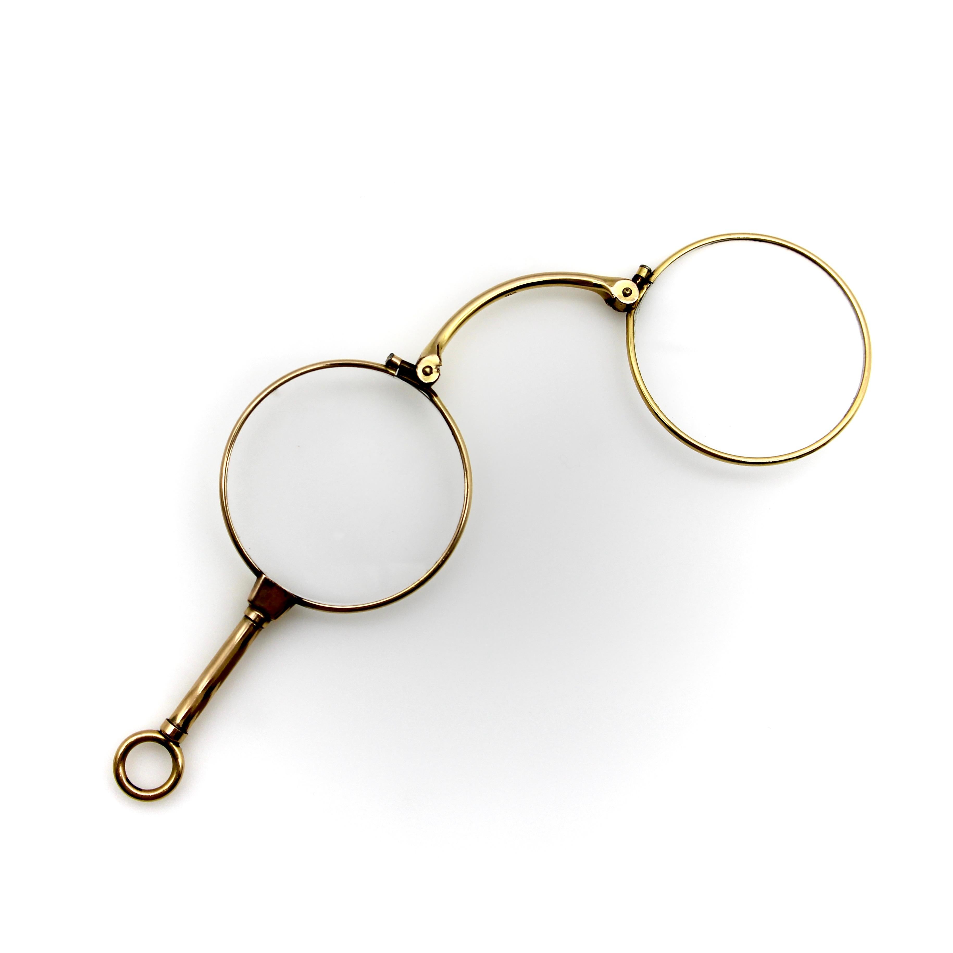 Edwardian 14k Gold Mechanical Lorgnette In Good Condition For Sale In Venice, CA
