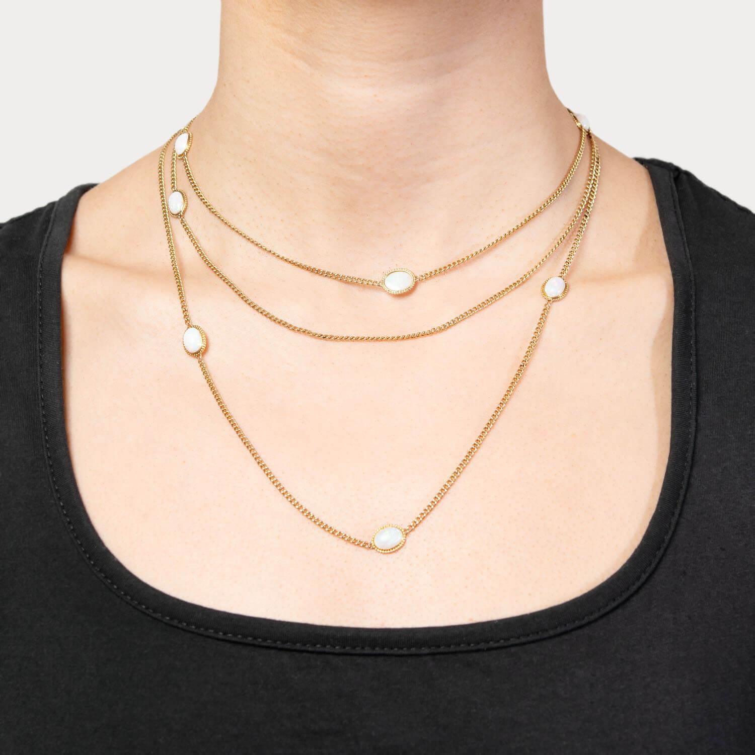 Women's Edwardian 14k Opal Watch Chain For Sale