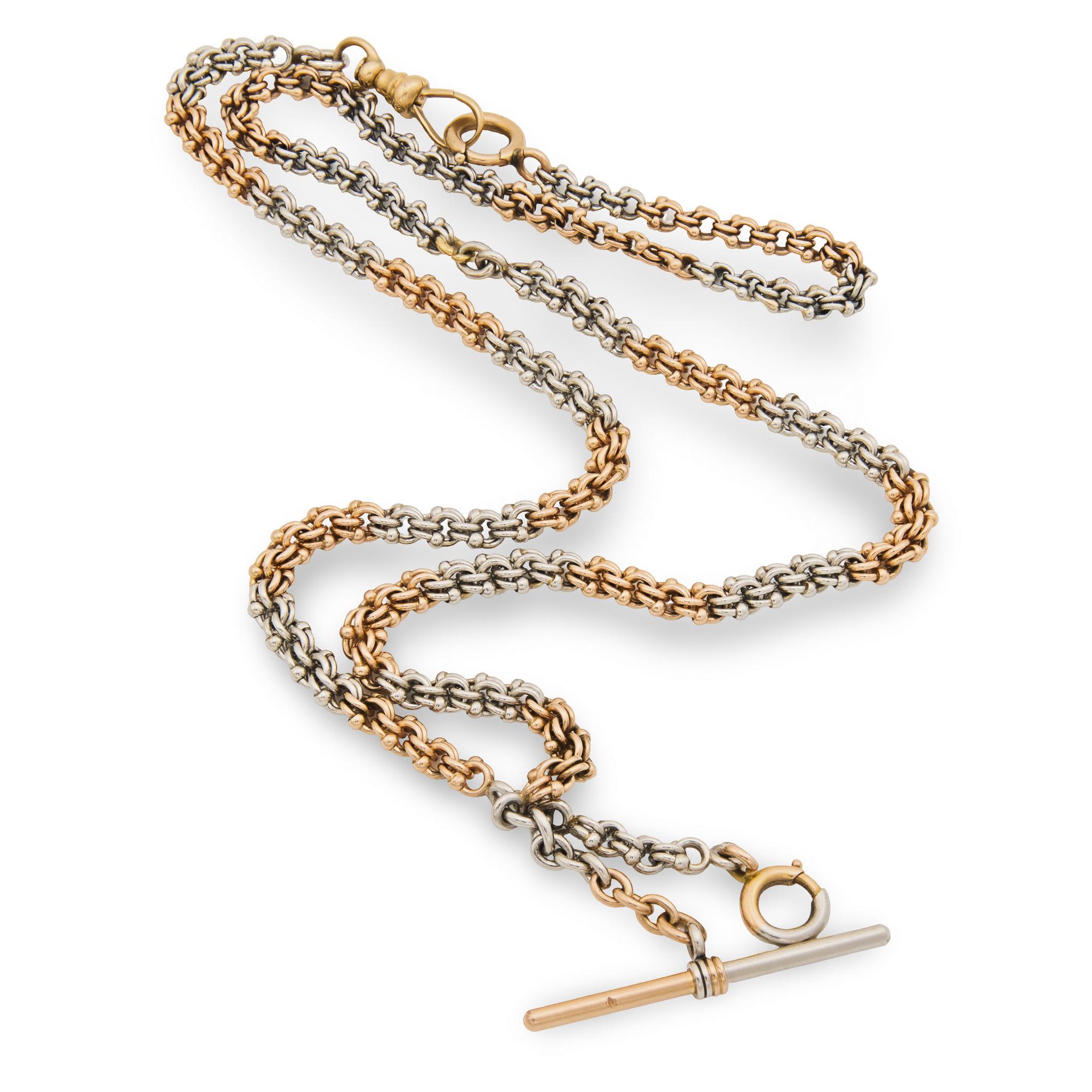 Edoardiano Collana a catena edoardiana in platino e 14k in vendita