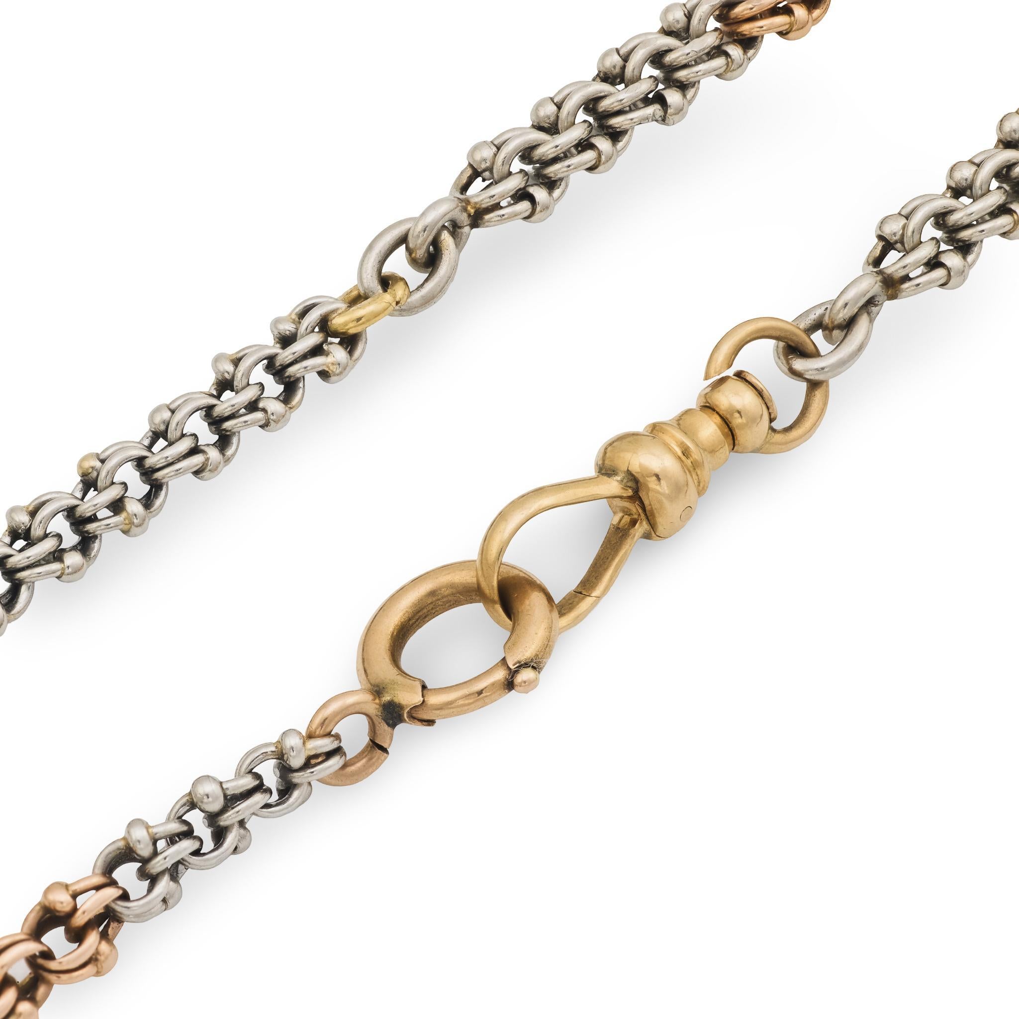 Donna Collana a catena edoardiana in platino e 14k in vendita
