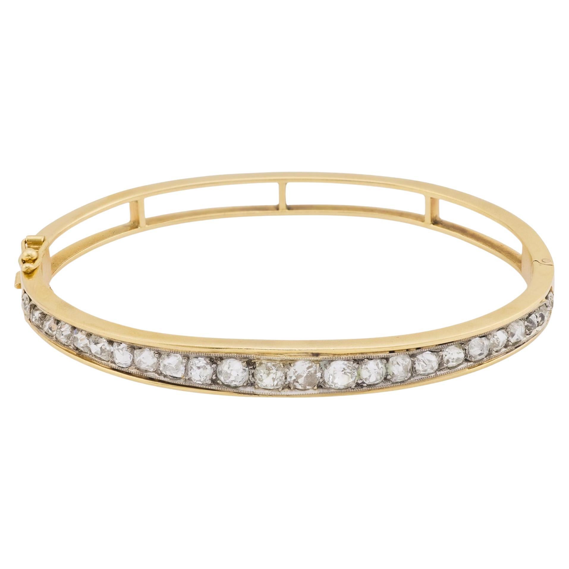 Edwardian 14k/Platinum Diamond Bangle For Sale