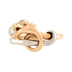 Edwardian 14k/Platinum Diamond Dragon Ring