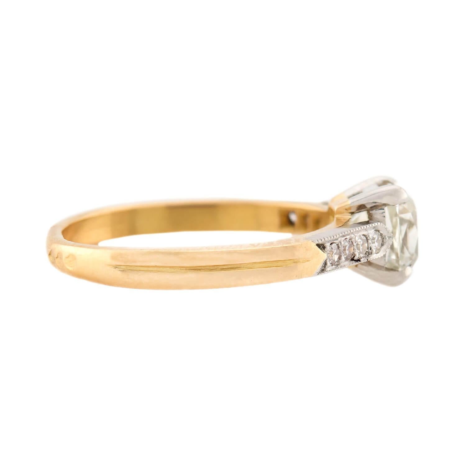 Edwardianischer 14k/Platin-Diamant-Verlobungsring 1 Karat (Einfacher Schliff) im Angebot
