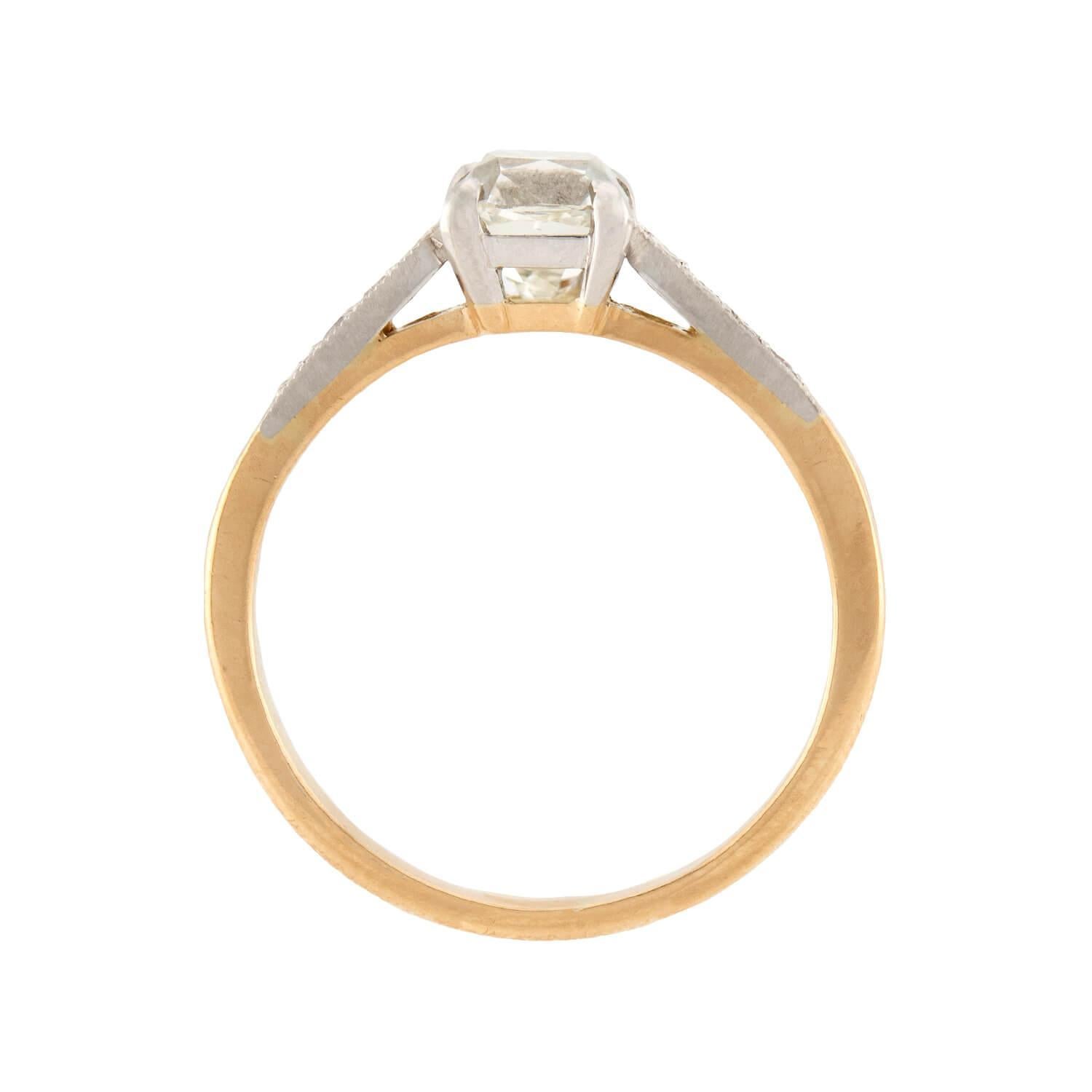 Edwardianischer 14k/Platin-Diamant-Verlobungsring 1 Karat im Zustand „Gut“ im Angebot in Narberth, PA