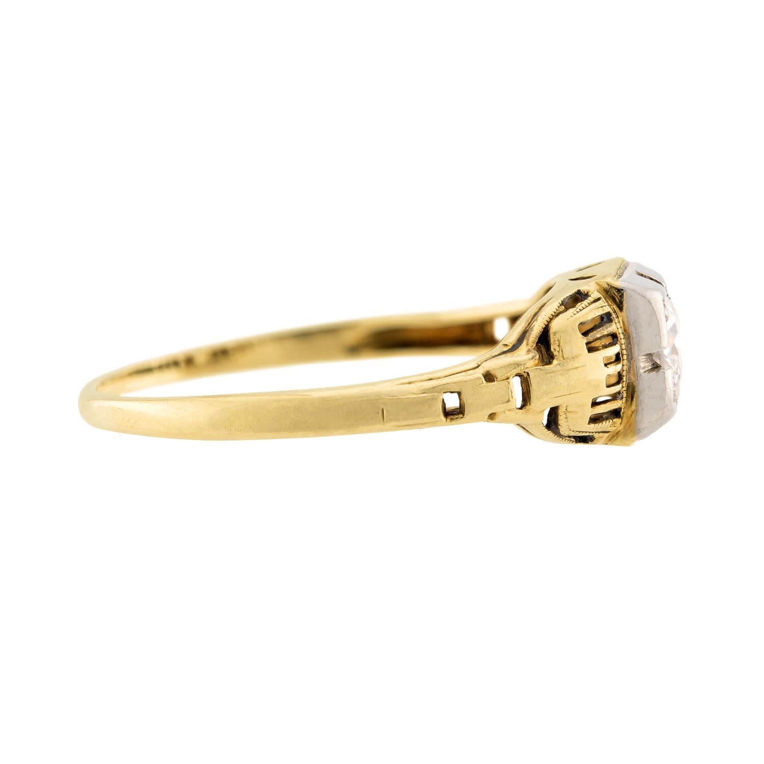 Édouardien Bague de fiançailles édouardienne en 14k/platine avec diamant .30ct en vente