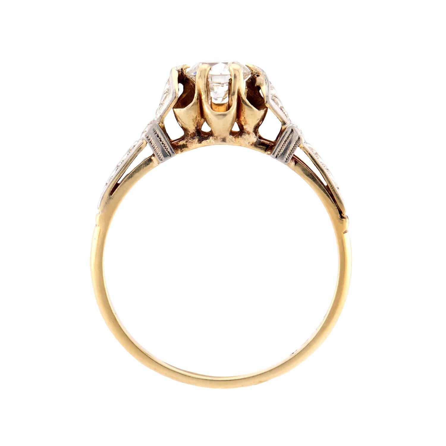 Edoardiano Anello di fidanzamento edoardiano con diamante 14k/platino da 0,35 carati in vendita