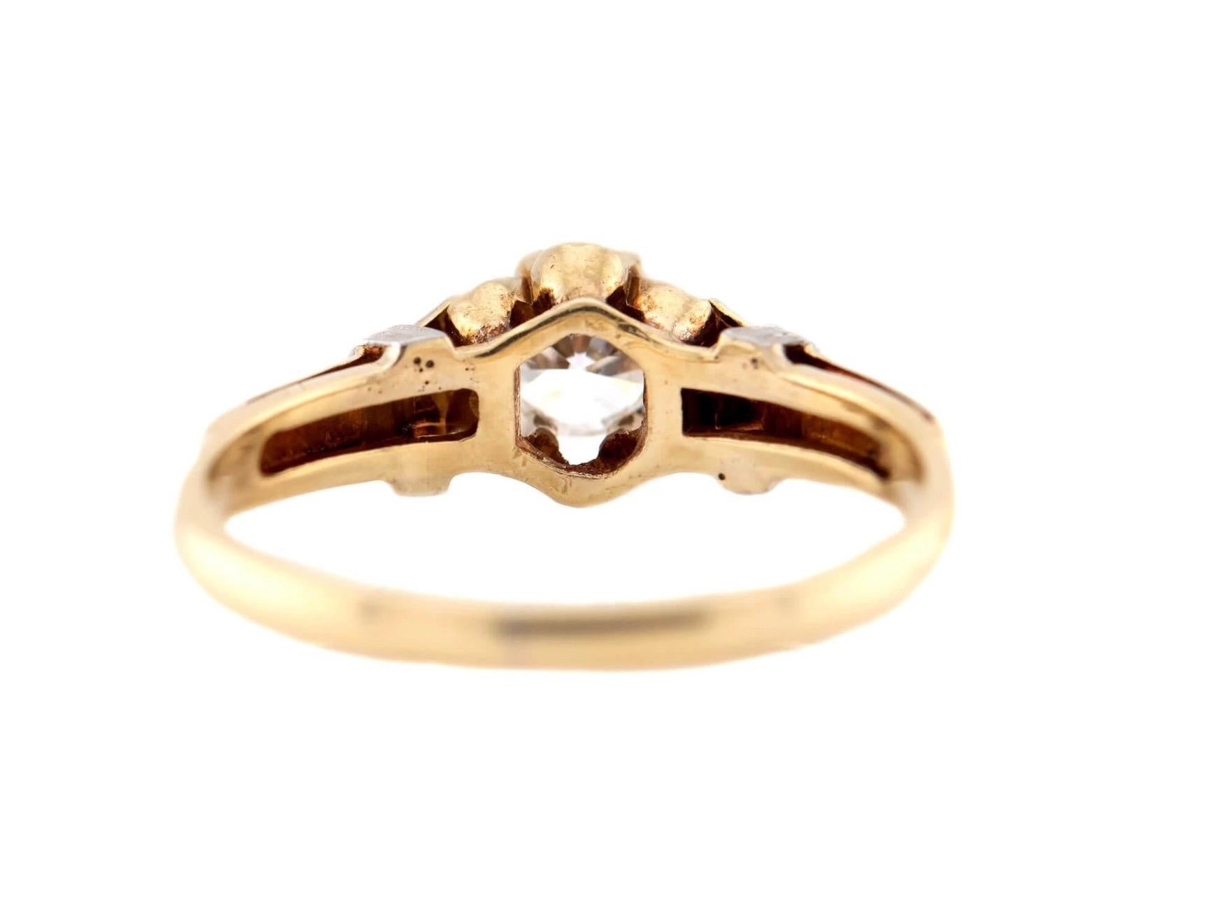 Bague de fiançailles édouardienne en 14k/platine avec diamant .35ct en vente 2