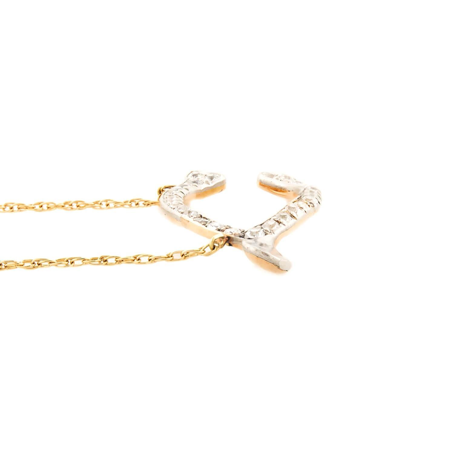 Edoardiano Collana edoardiana con diamanti a spina di pesce in 14k/platino in vendita