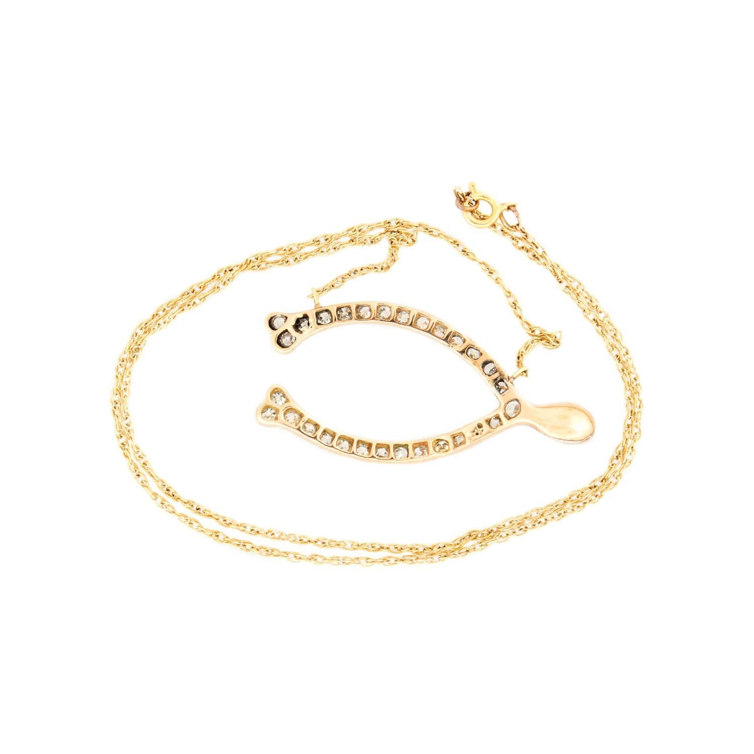 Collana edoardiana con diamanti a spina di pesce in 14k/platino In condizioni buone in vendita a Narberth, PA