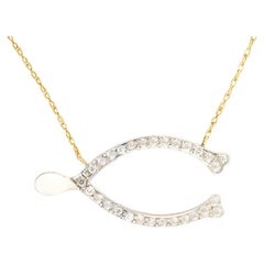 Collana edoardiana con diamanti a spina di pesce in 14k/platino