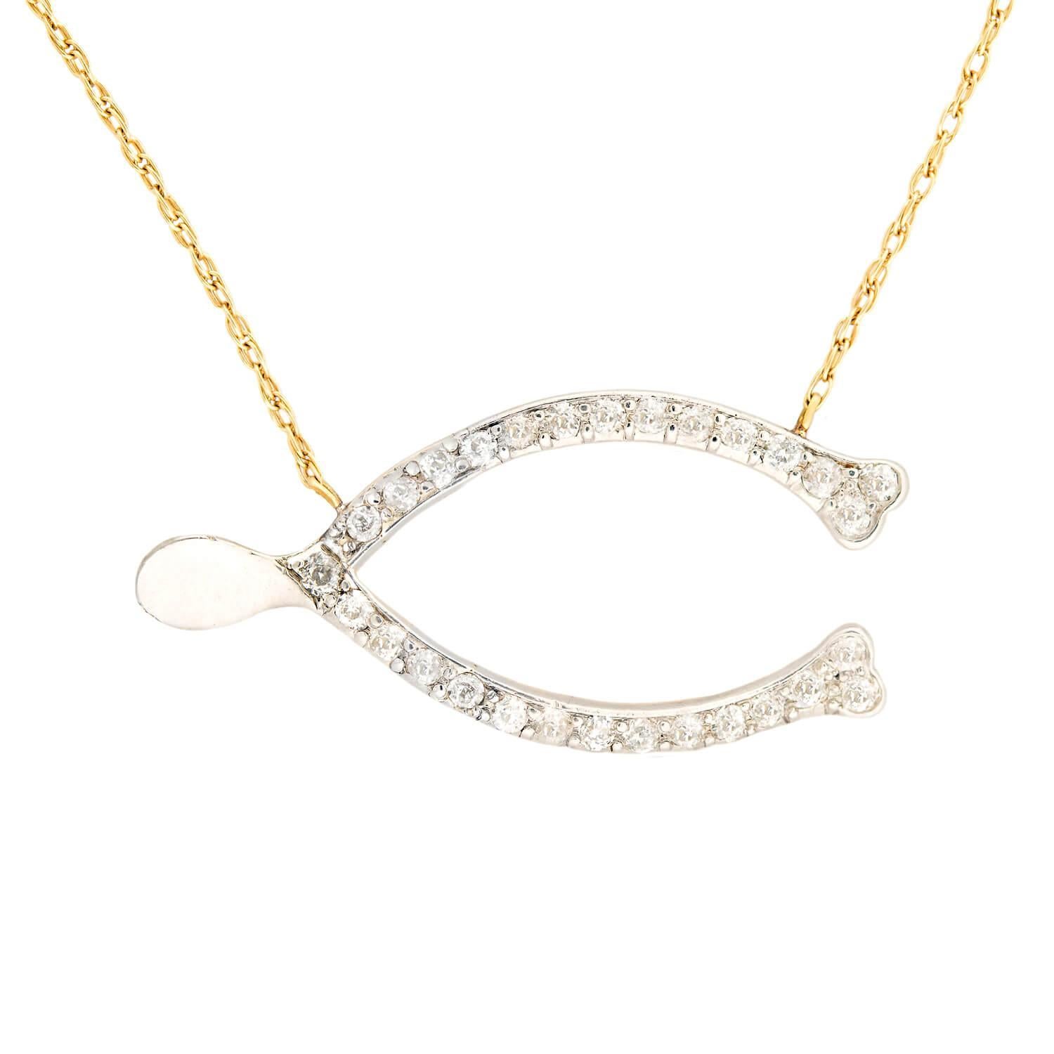 Collar Edwardian Wishbone de Diamantes 14k/Platino en venta