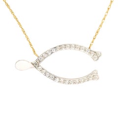 Collar Edwardian Wishbone de Diamantes 14k/Platino