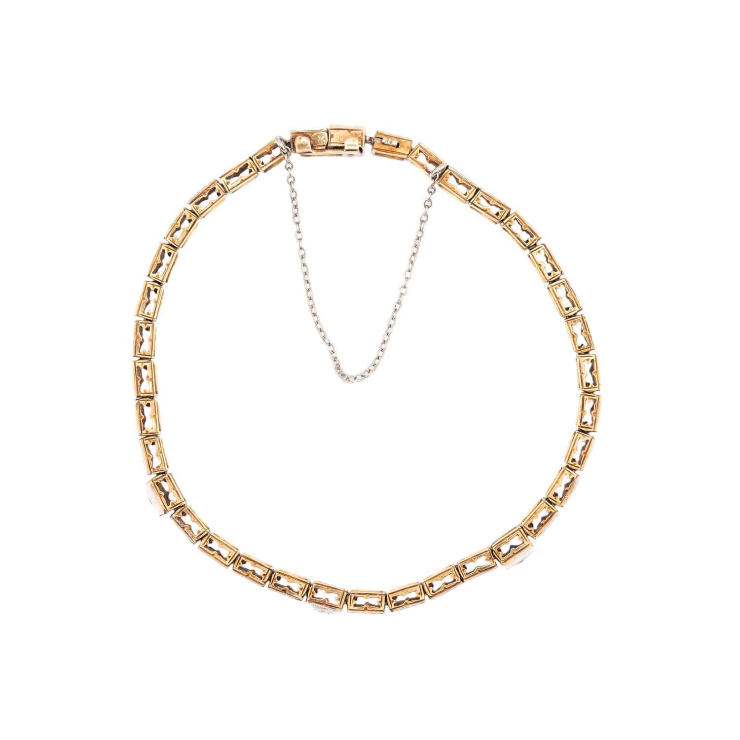 Édouardien Bracelet édouardien 14k/Platine saphir et diamant ligne en vente