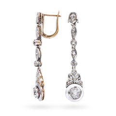 Edwardian 14k Rose Gold & Platinum 1.71tcw Old European Diamond Drop Earrings