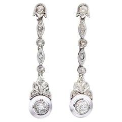 Edwardian 14k Rose Gold & Platinum 1.71tcw Old European Diamond Drop Earrings