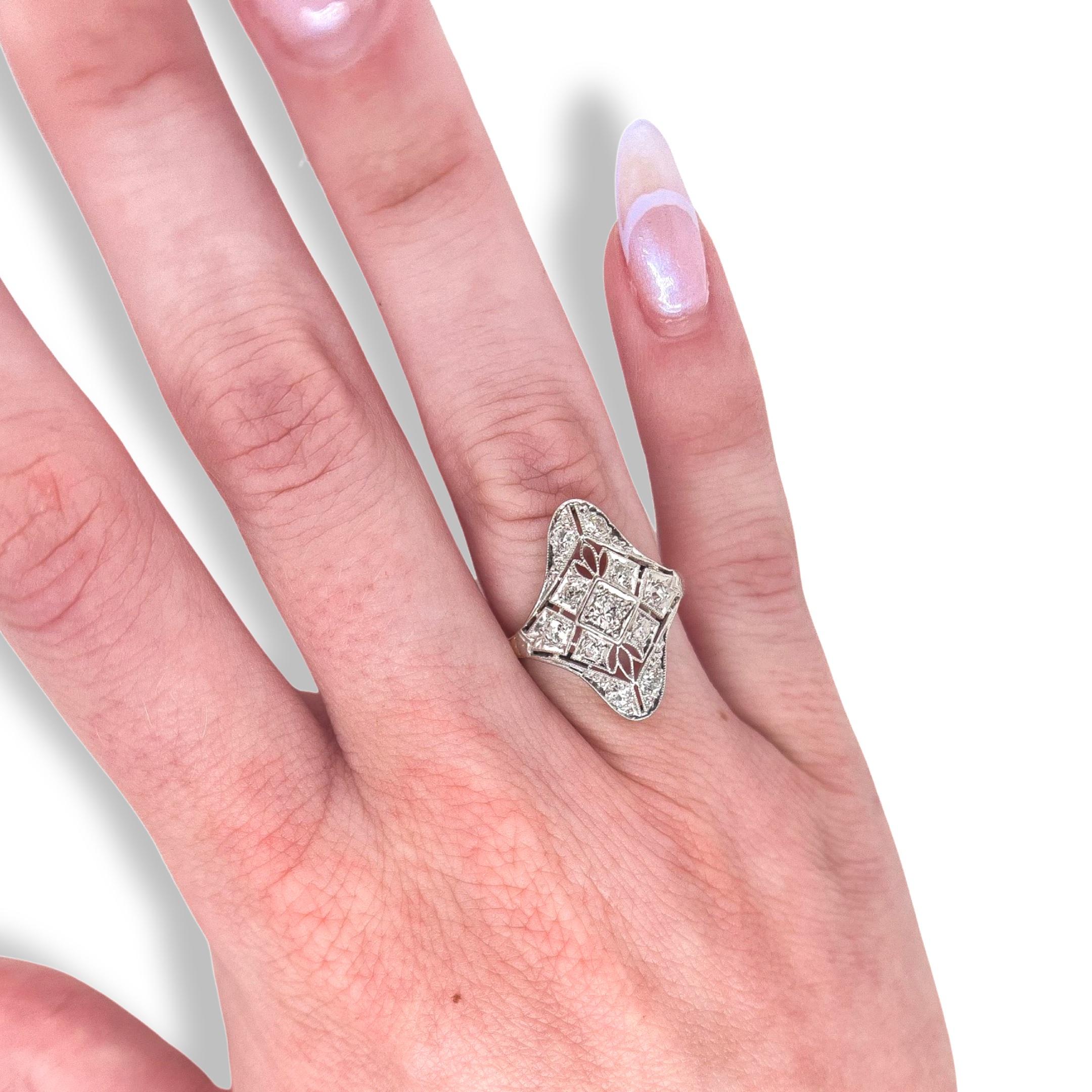 Women's Edwardian 14k Shield Ring For Sale