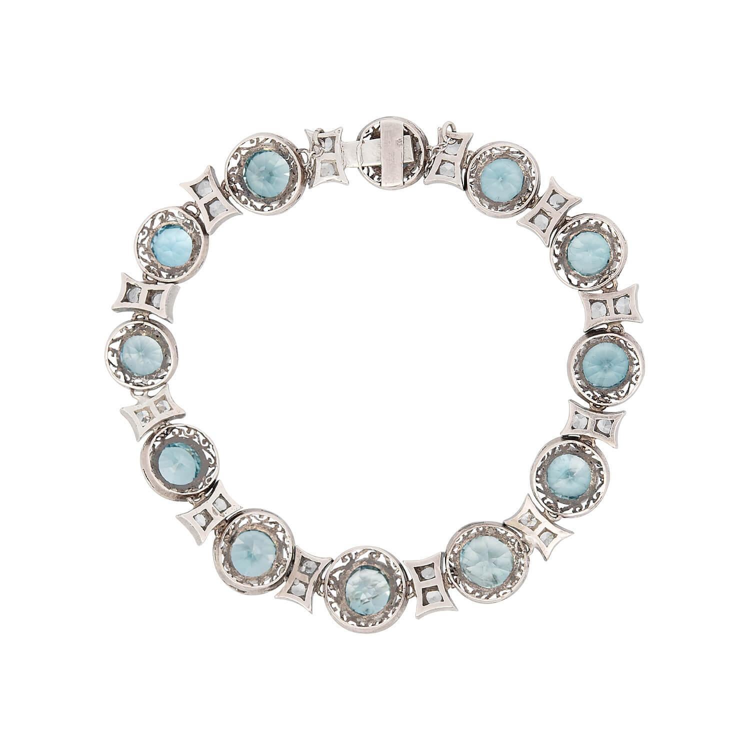 Non taillé Bracelet édouardien 14k/argent avec diamants et zircons en vente