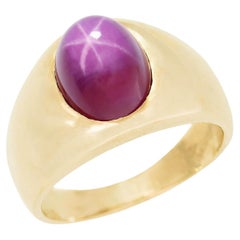 Antique Edwardian 14K Star Sapphire Flush Mount Ring