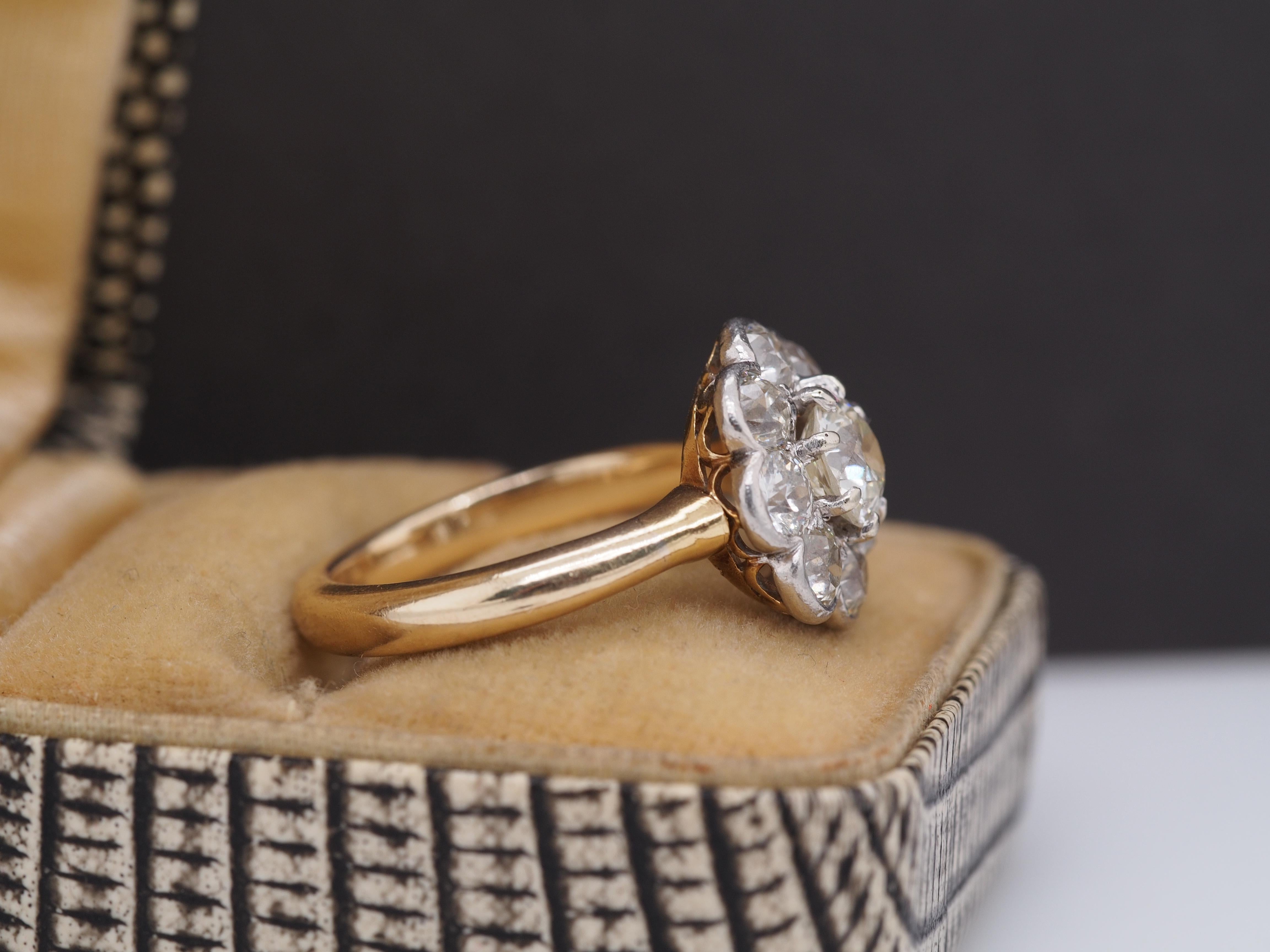 Edwardian 14K Gelbgold .75ct Old European Brilliant Diamant Verlobungsring (Alteuropäischer Schliff)