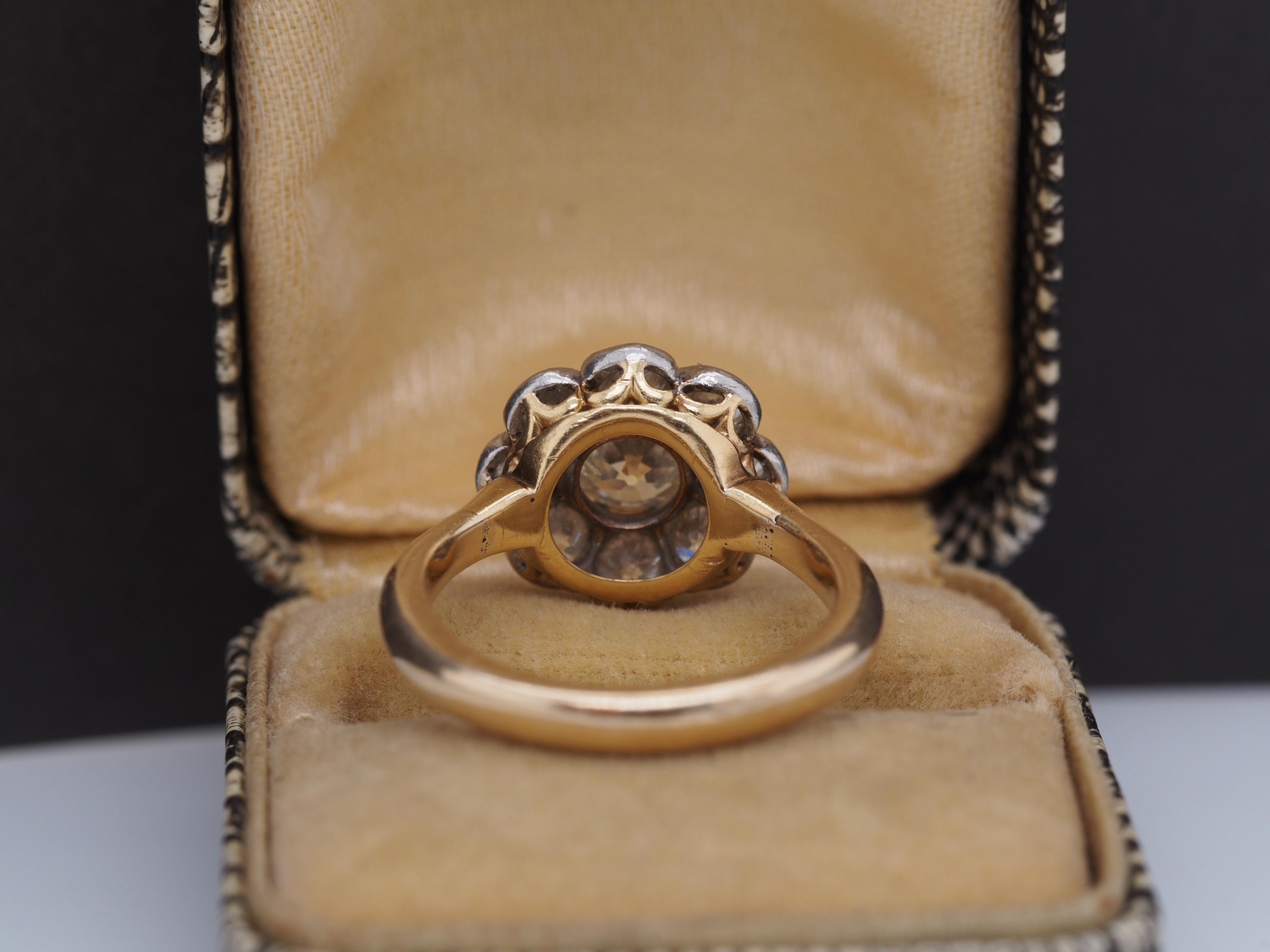 Edwardian 14K Gelbgold .75ct Old European Brilliant Diamant Verlobungsring im Zustand „Gut“ in Hicksville, NY