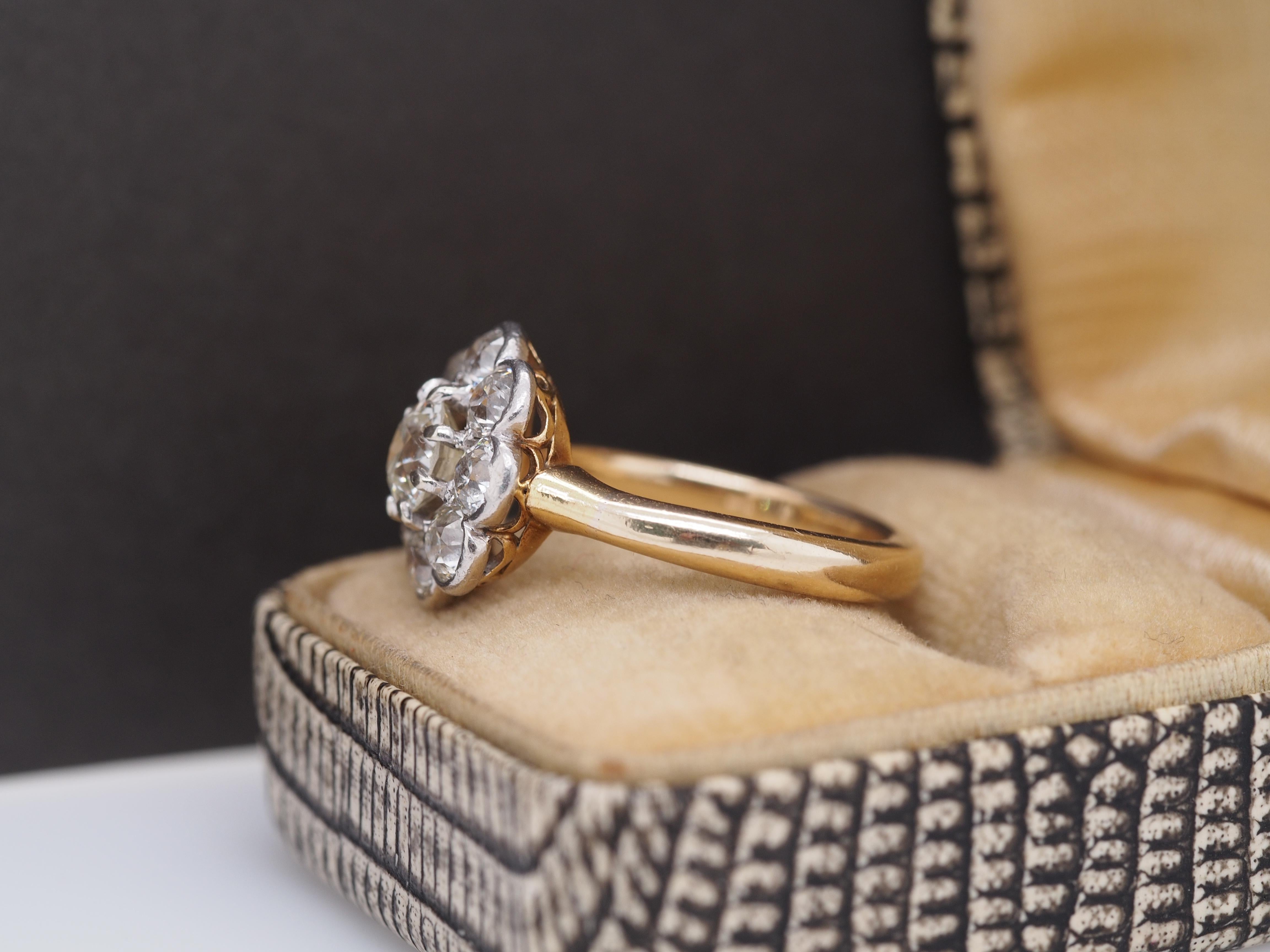 Edwardian 14K Gelbgold .75ct Old European Brilliant Diamant Verlobungsring Damen