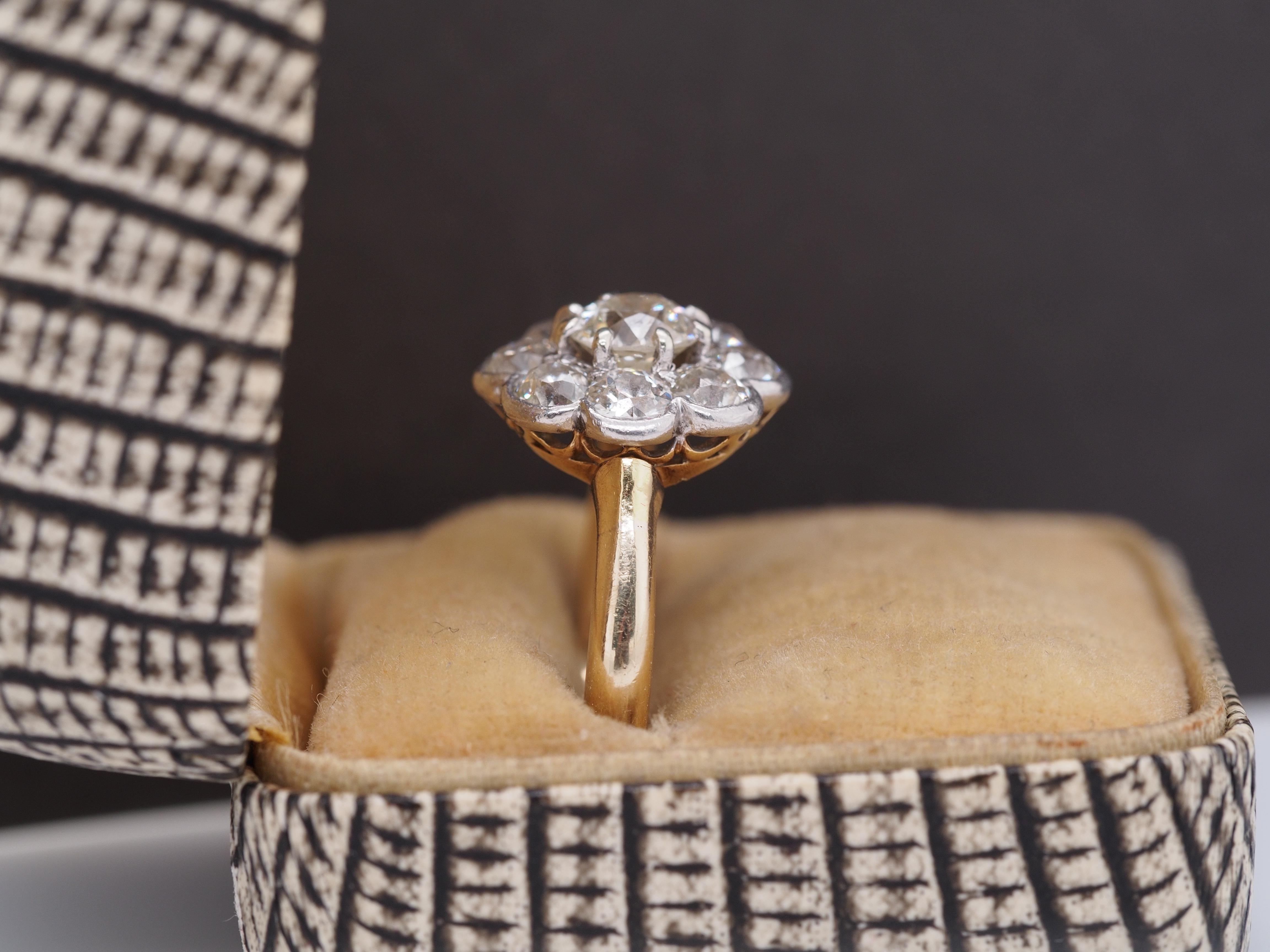 Edwardian 14K Gelbgold .75ct Old European Brilliant Diamant Verlobungsring 2