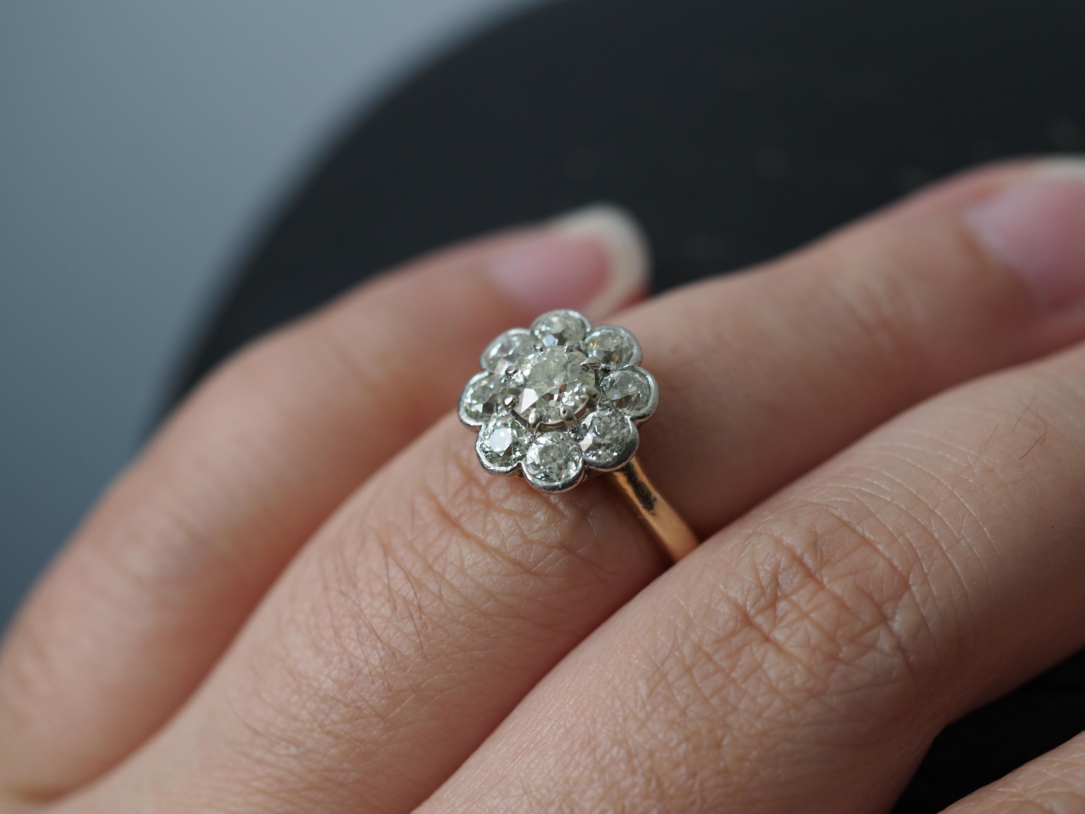 Edwardian 14K Gelbgold .75ct Old European Brilliant Diamant Verlobungsring 4