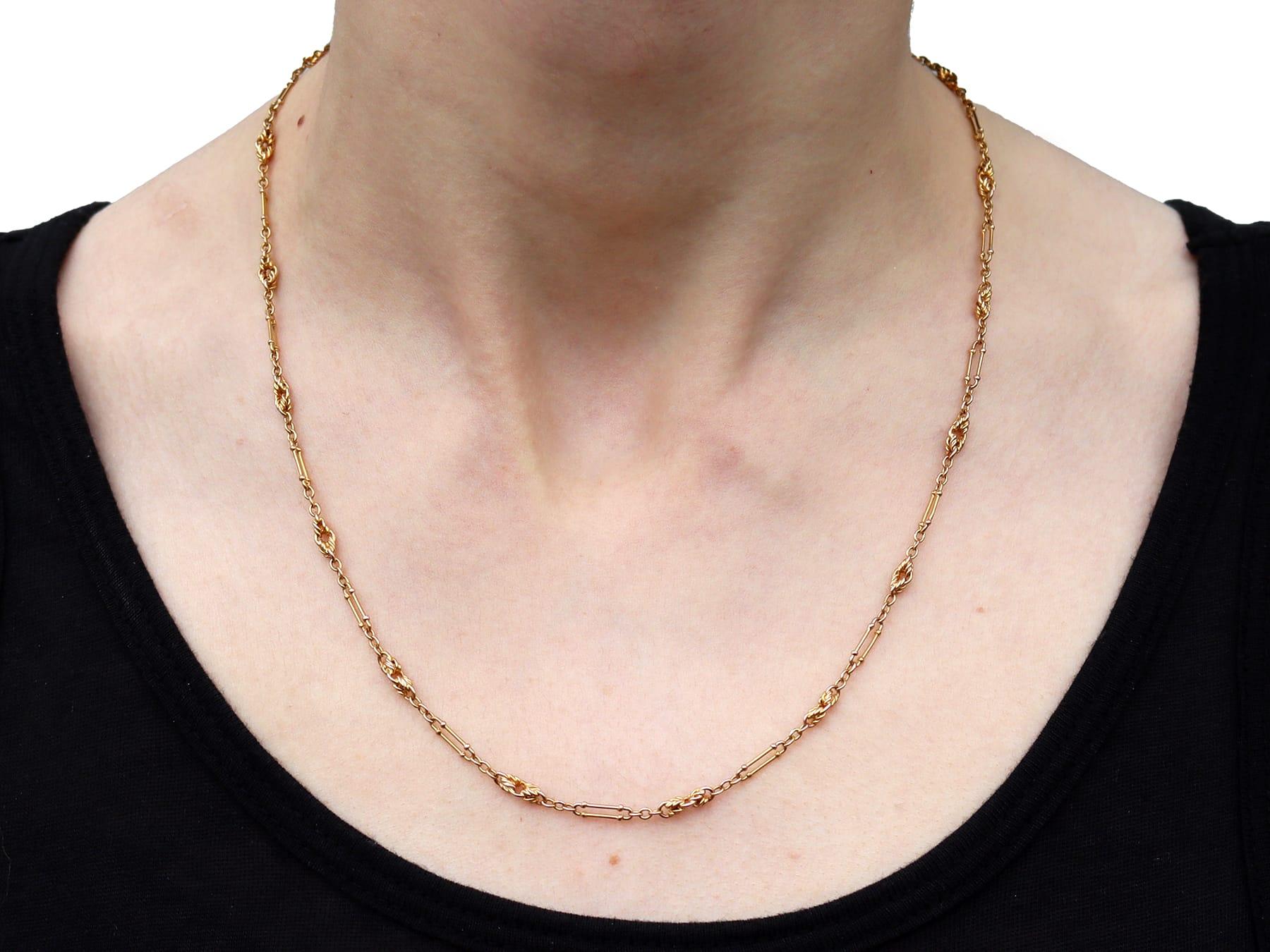 Edwardian 14k Yellow Gold Chain For Sale 7