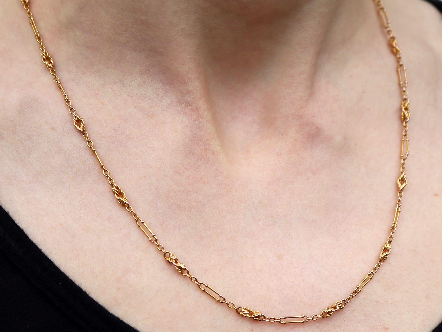 Edwardian 14k Yellow Gold Chain For Sale 8