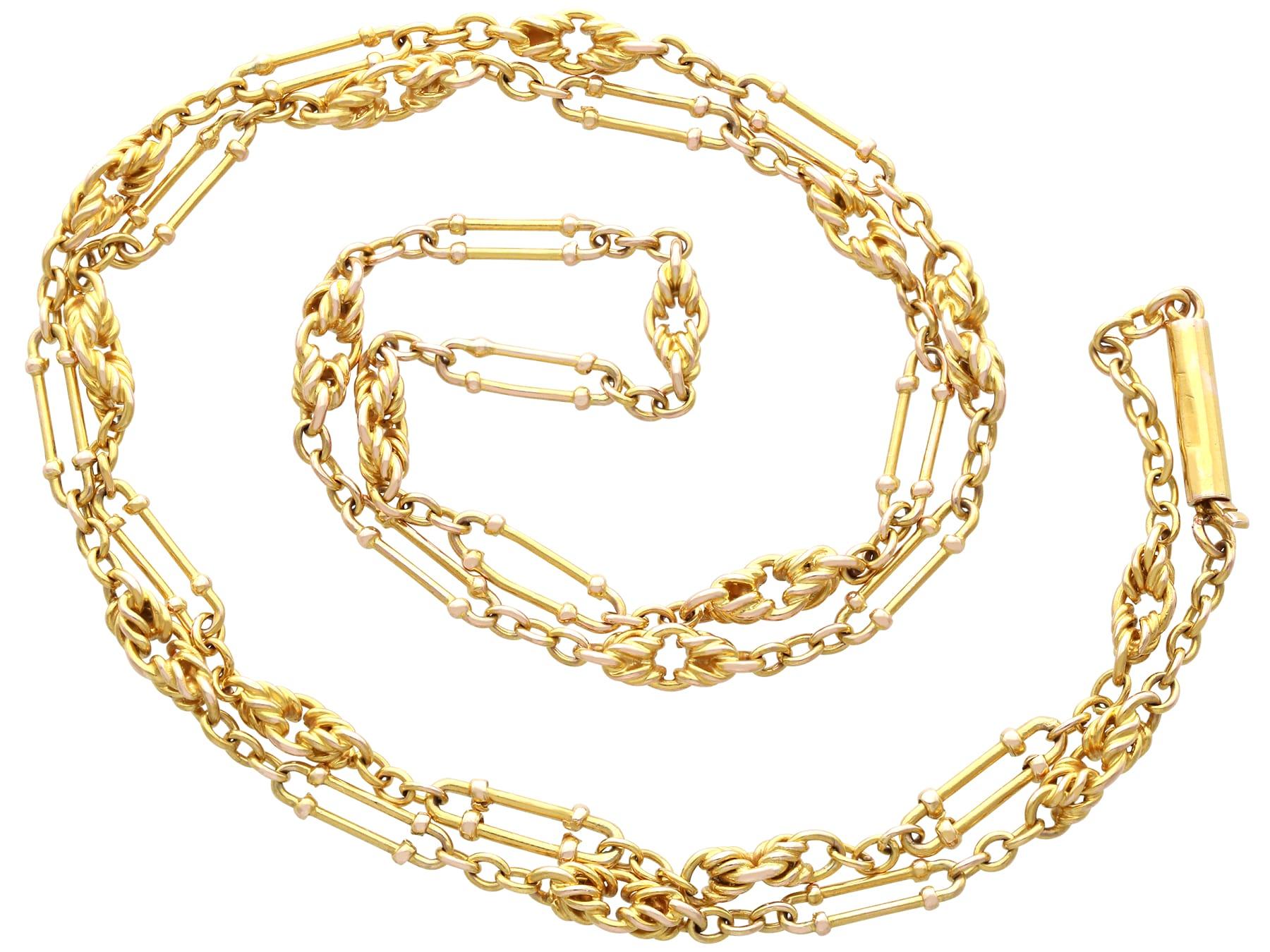 Women's or Men's Edwardian 14k Yellow Gold Chain For Sale