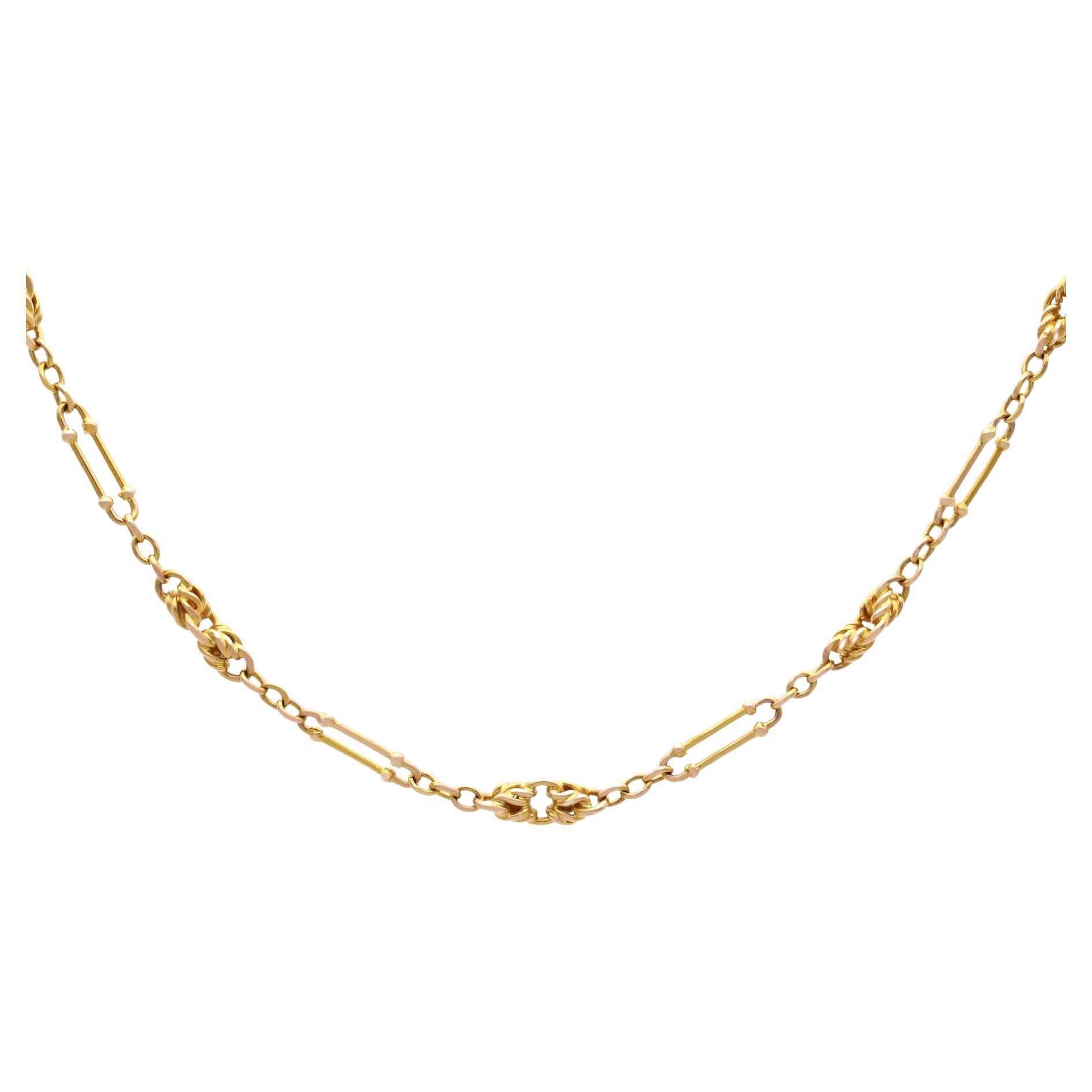 Edwardian 14k Yellow Gold Chain For Sale