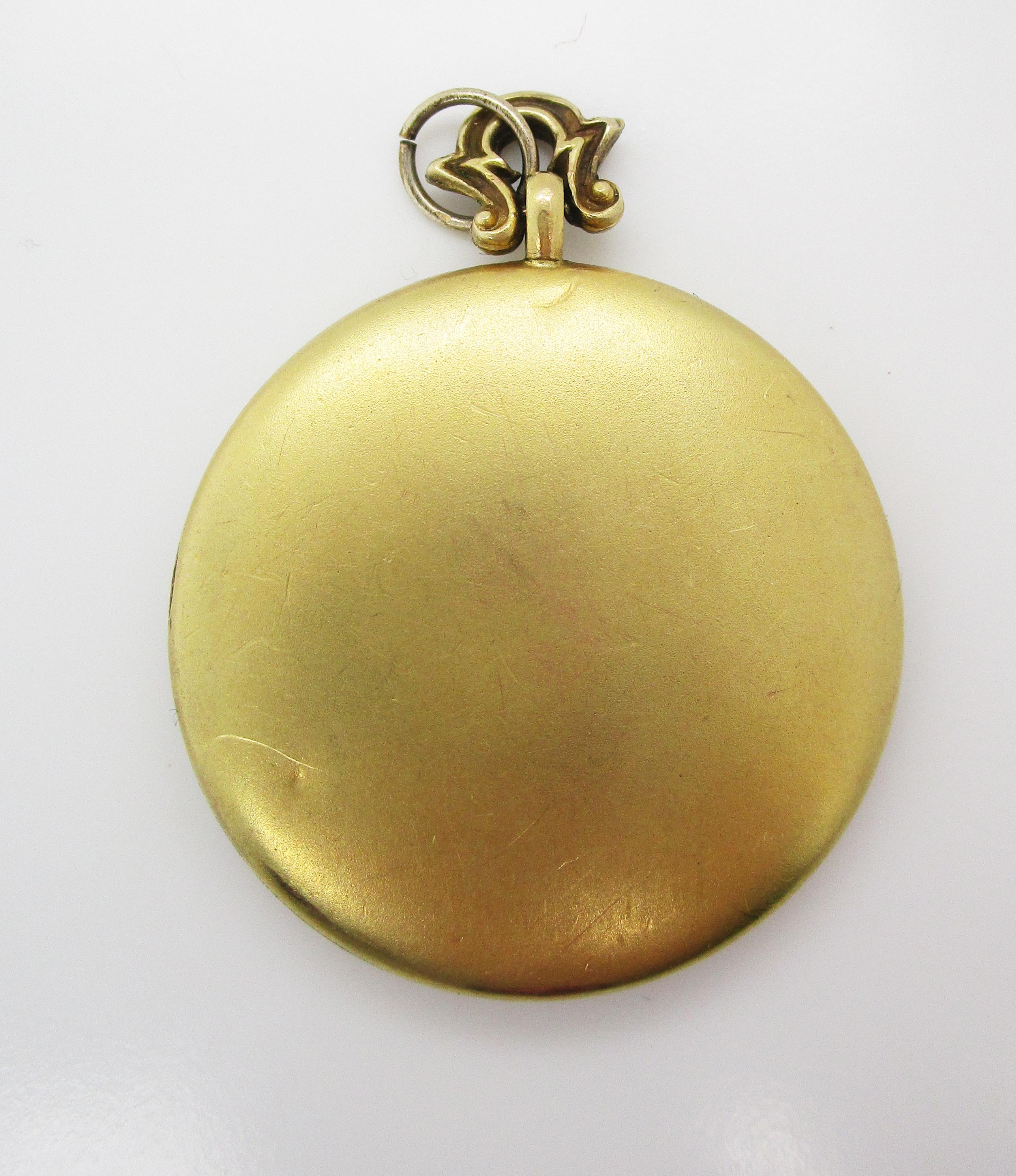 Edwardian 14 Karat Yellow Gold Enamel Two Photo Locket 2